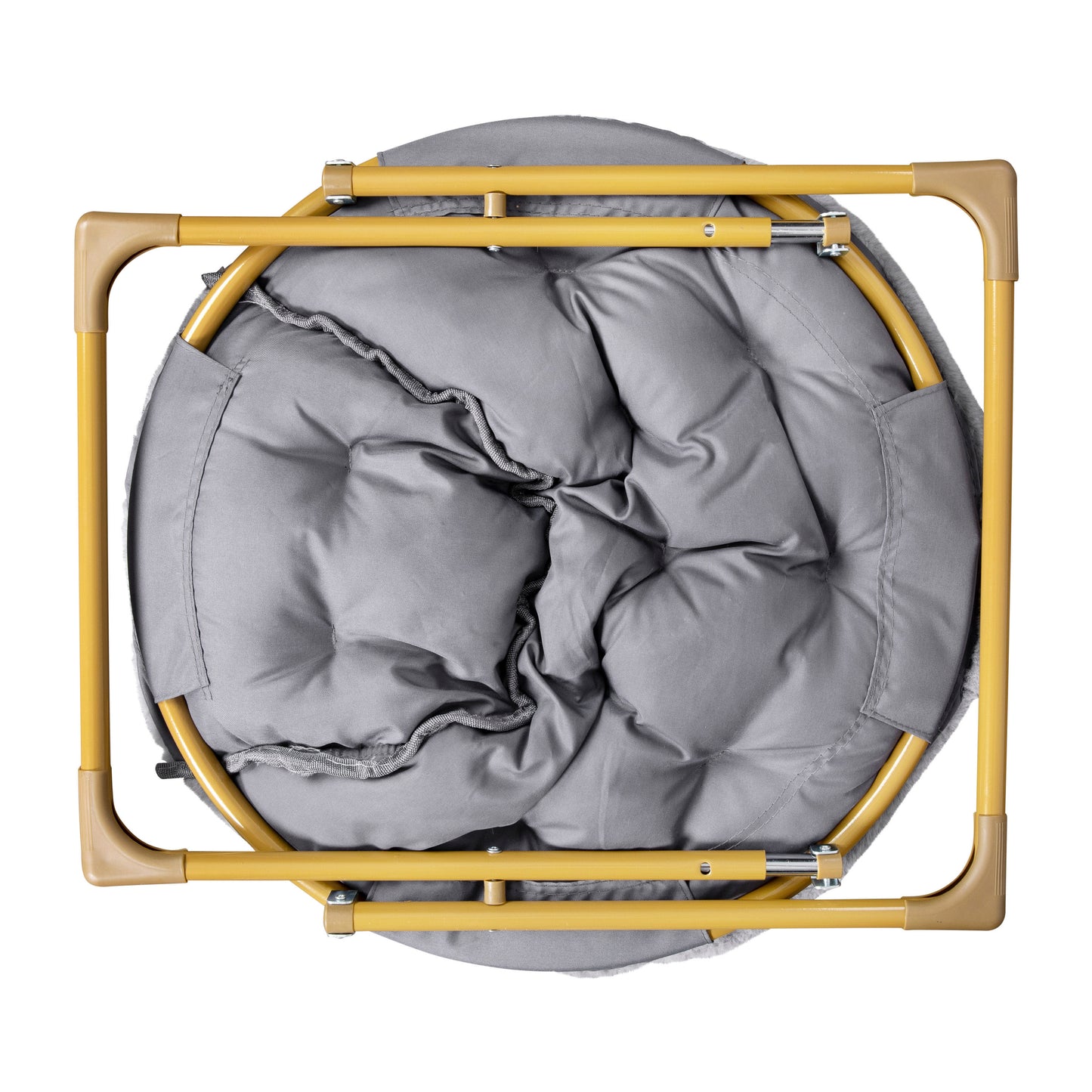 Gwen 23" Kids Cozy Mini Folding Saucer Chair, Faux Fur Moon Chair for Toddlers and Bedroom, Gray/Soft Gold Gray Faux Fur/Soft Gold Frame