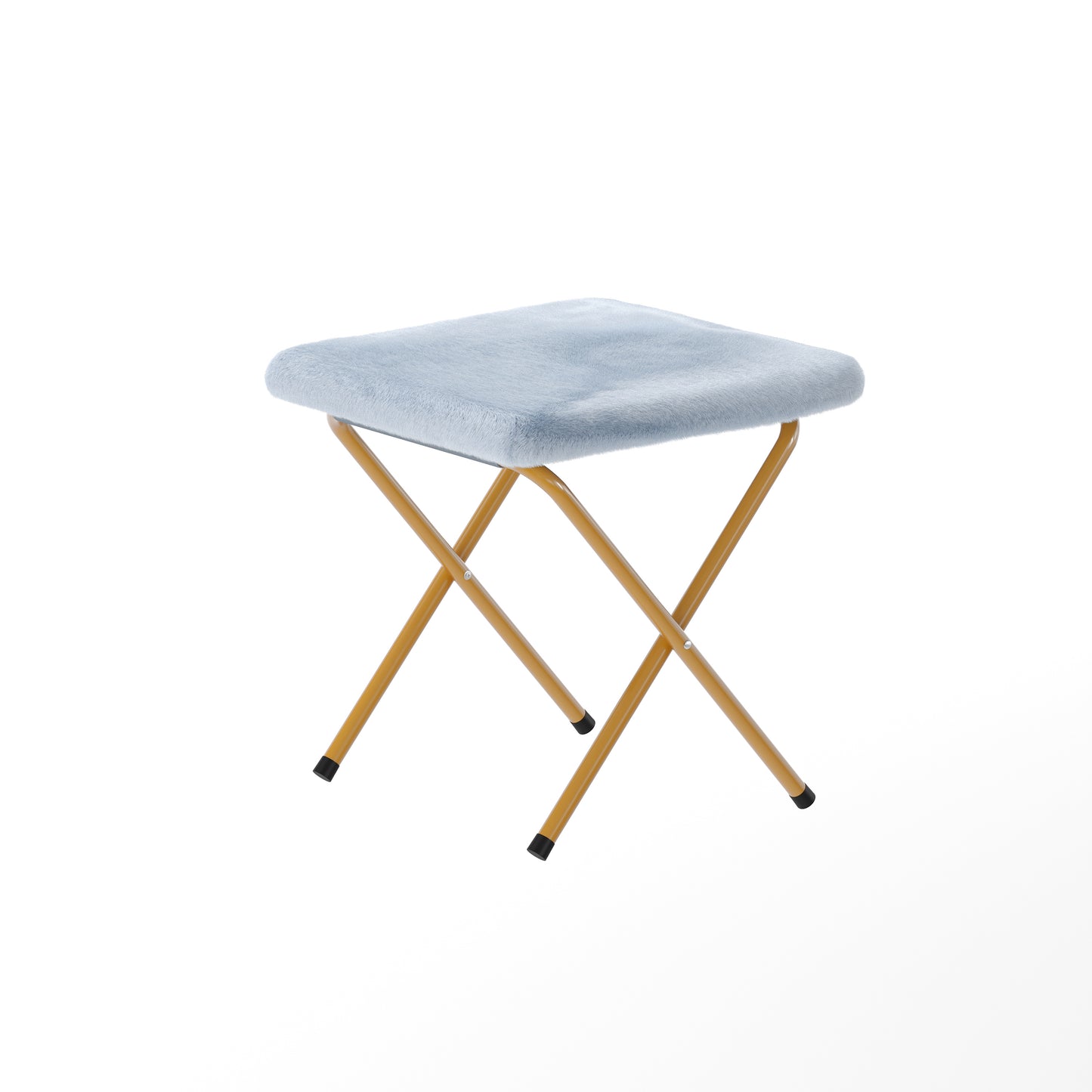 Archer 28" Oversized Portable Faux Fur Folding Saucer Chair with Folding Ottoman for Dorm, Bedroom, Dusty Aqua Faux Fur/Soft Gold Frame Aqua Fabric/Soft Gold Frame
