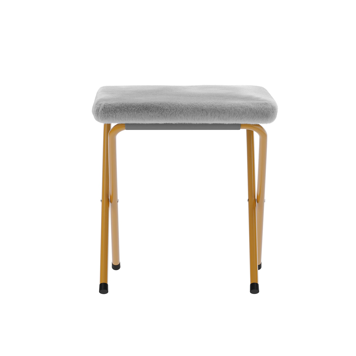 Archer 28" Oversized Portable Faux Fur Folding Saucer Chair with folding Ottoman for Dorm, Bedroom, Gray Faux Fur/Soft Gold Frame Gray Fabric/Soft Gold Frame