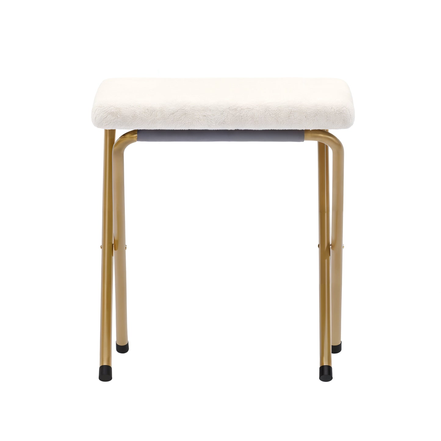 Archer 28" Oversized Portable Faux Shearling Folding Saucer Chair with Folding Ottoman for Dorm, Bedroom, Ivory Faux Shearling/Soft Gold Frame Ivory Faux Shearling Fabric/Soft Gold Frame