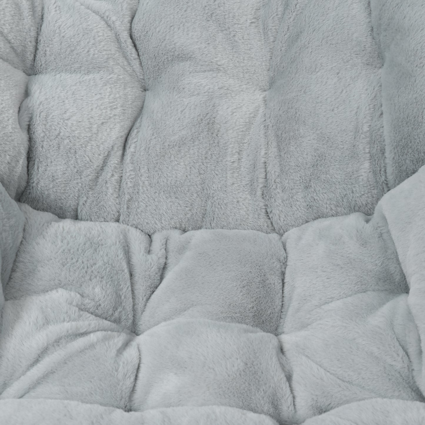 Archer 28" Oversized Portable Faux Fur Folding Saucer Chair for Dorm, Bedroom, Gray Faux Fur/Soft Gold Frame Gray Fabric/Soft Gold Frame
