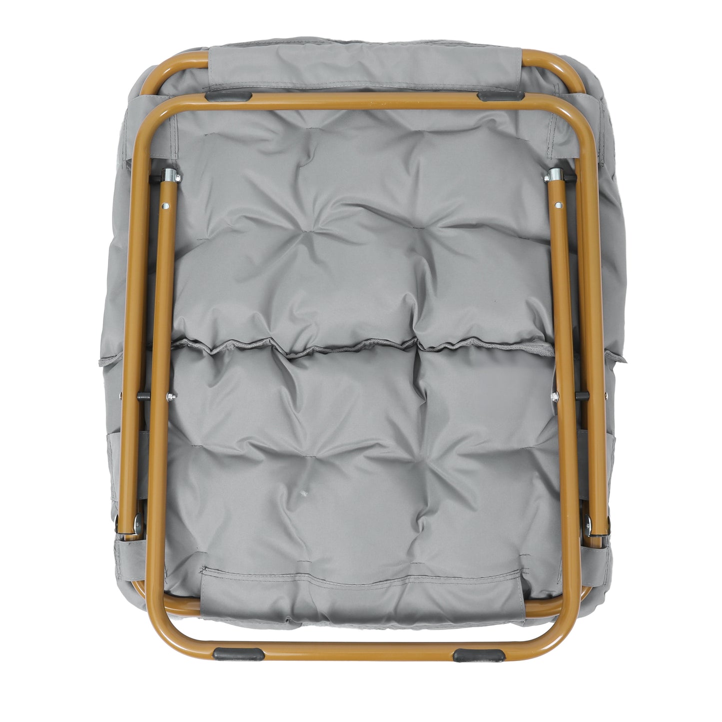 Archer 28" Oversized Portable Faux Fur Folding Saucer Chair for Dorm, Bedroom, Gray Faux Fur/Soft Gold Frame Gray Fabric/Soft Gold Frame