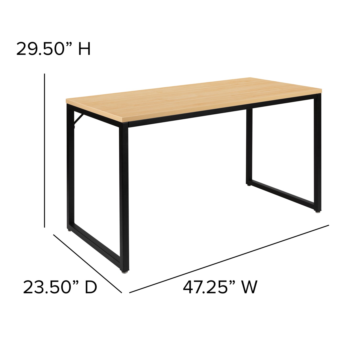 Tiverton Industrial Modern Desk - Commercial Grade Office Computer Desk and Home Office Desk - 47" Long (Maple/Black) Maple Top/Black Frame