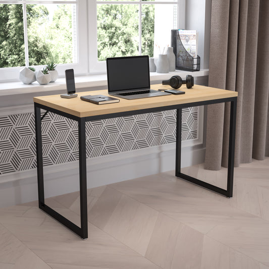 Tiverton Industrial Modern Desk - Commercial Grade Office Computer Desk and Home Office Desk - 47" Long (Maple/Black) Maple Top/Black Frame GC-GF156-12-MAP-BK-GG