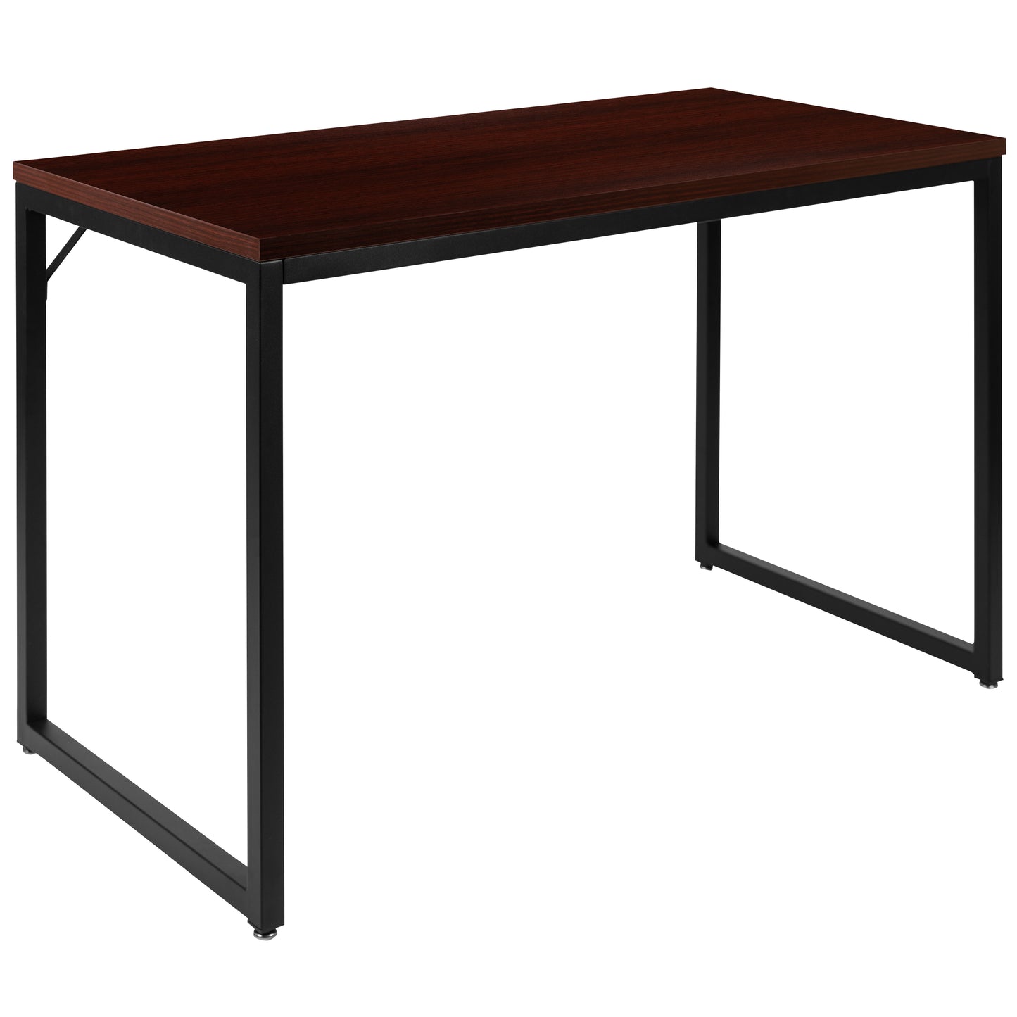 Tiverton Industrial Modern Desk - Commercial Grade Office Computer Desk and Home Office Desk - 47" Long (Mahogany/Black) Mahogany Top/Black Frame