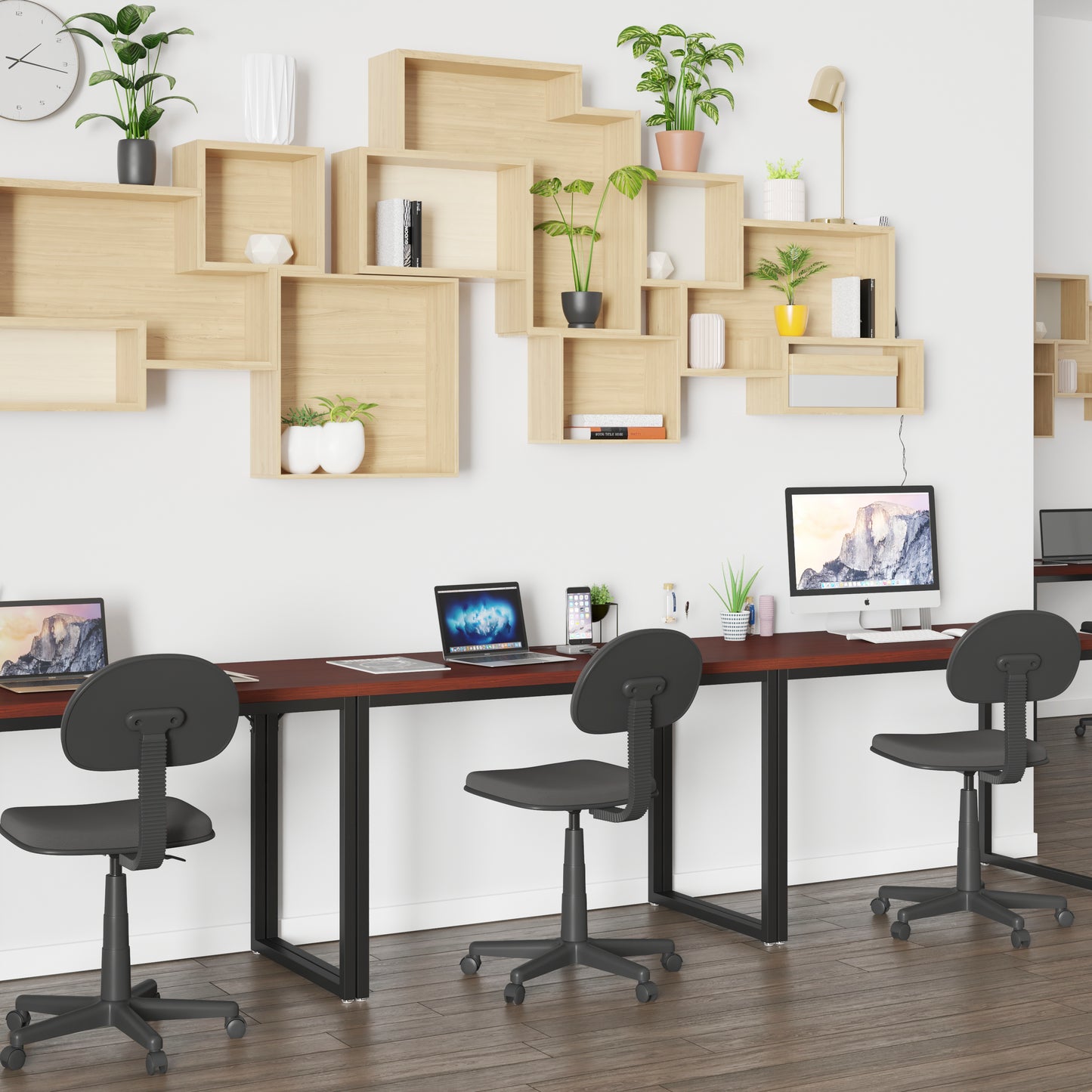 Tiverton Industrial Modern Desk - Commercial Grade Office Computer Desk and Home Office Desk - 47" Long (Mahogany/Black) Mahogany Top/Black Frame