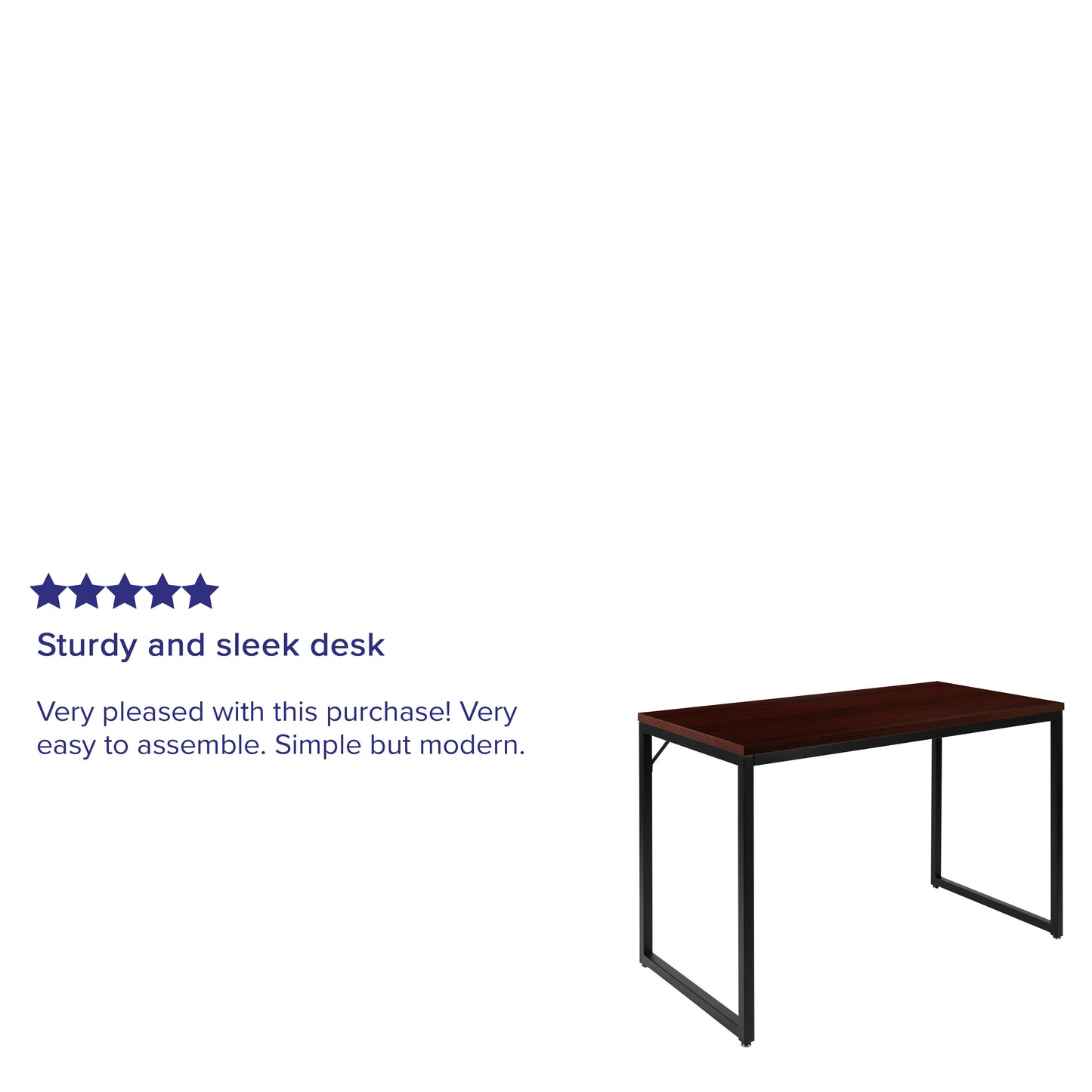 Tiverton Industrial Modern Desk - Commercial Grade Office Computer Desk and Home Office Desk - 47" Long (Mahogany/Black) Mahogany Top/Black Frame