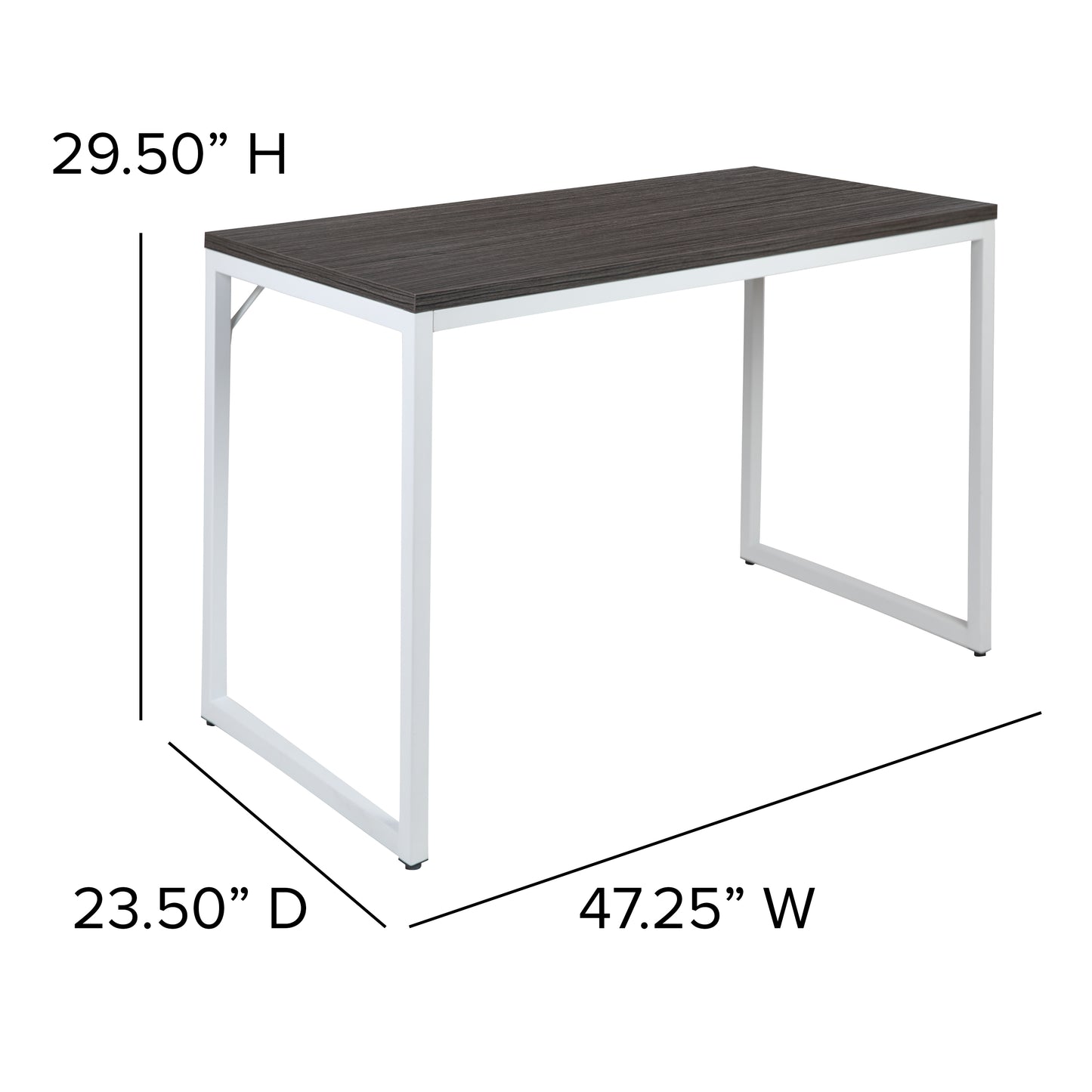 Kimberly Tiverton Industrial Modern Desk - Commercial Grade Office Computer Desk and Home Office Desk - 47" Long (Rustic Gray/White) Rustic Gray Top/White Frame
