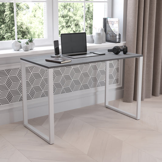 Kimberly Tiverton Industrial Modern Desk - Commercial Grade Office Computer Desk and Home Office Desk - 47" Long (Rustic Gray/White) Rustic Gray Top/White Frame GC-GF156W-12-GRY-GG