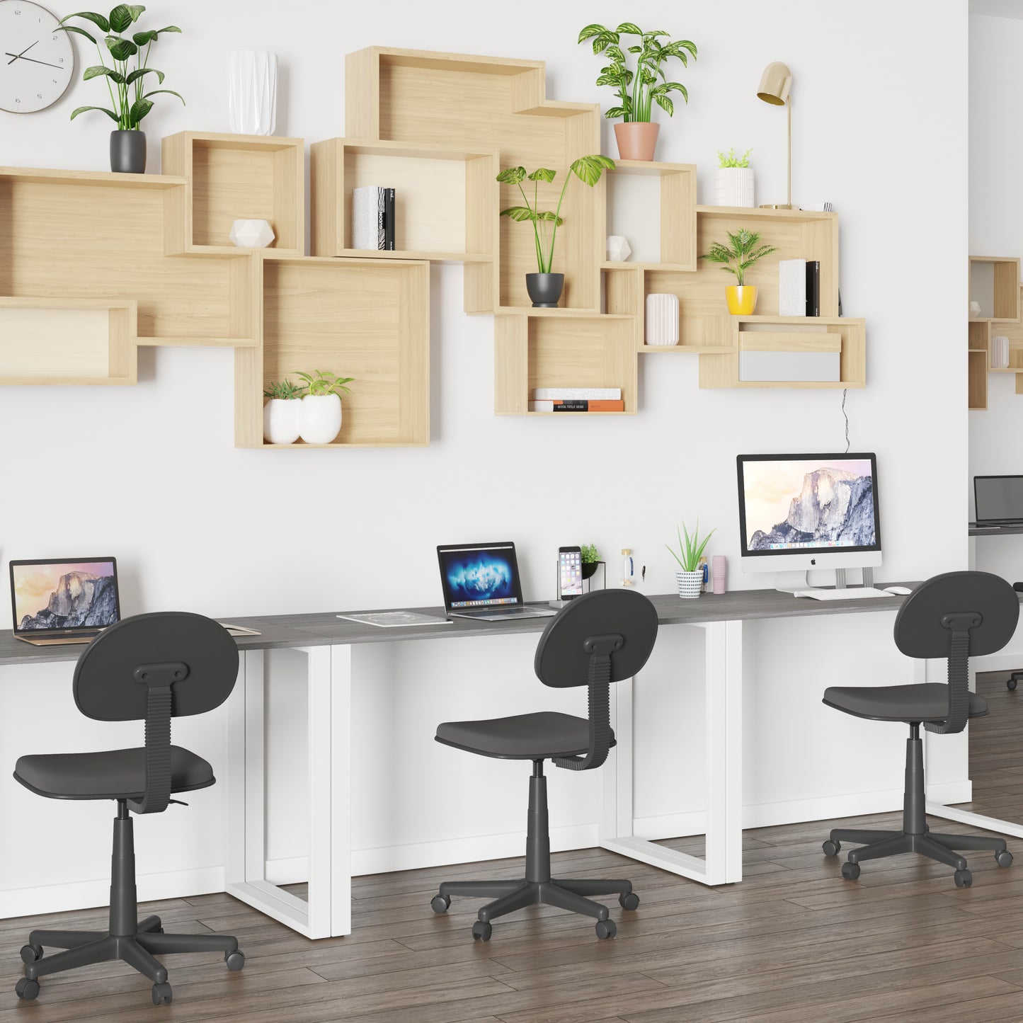 Kimberly Tiverton Industrial Modern Desk - Commercial Grade Office Computer Desk and Home Office Desk - 47" Long (Rustic Gray/White) Rustic Gray Top/White Frame