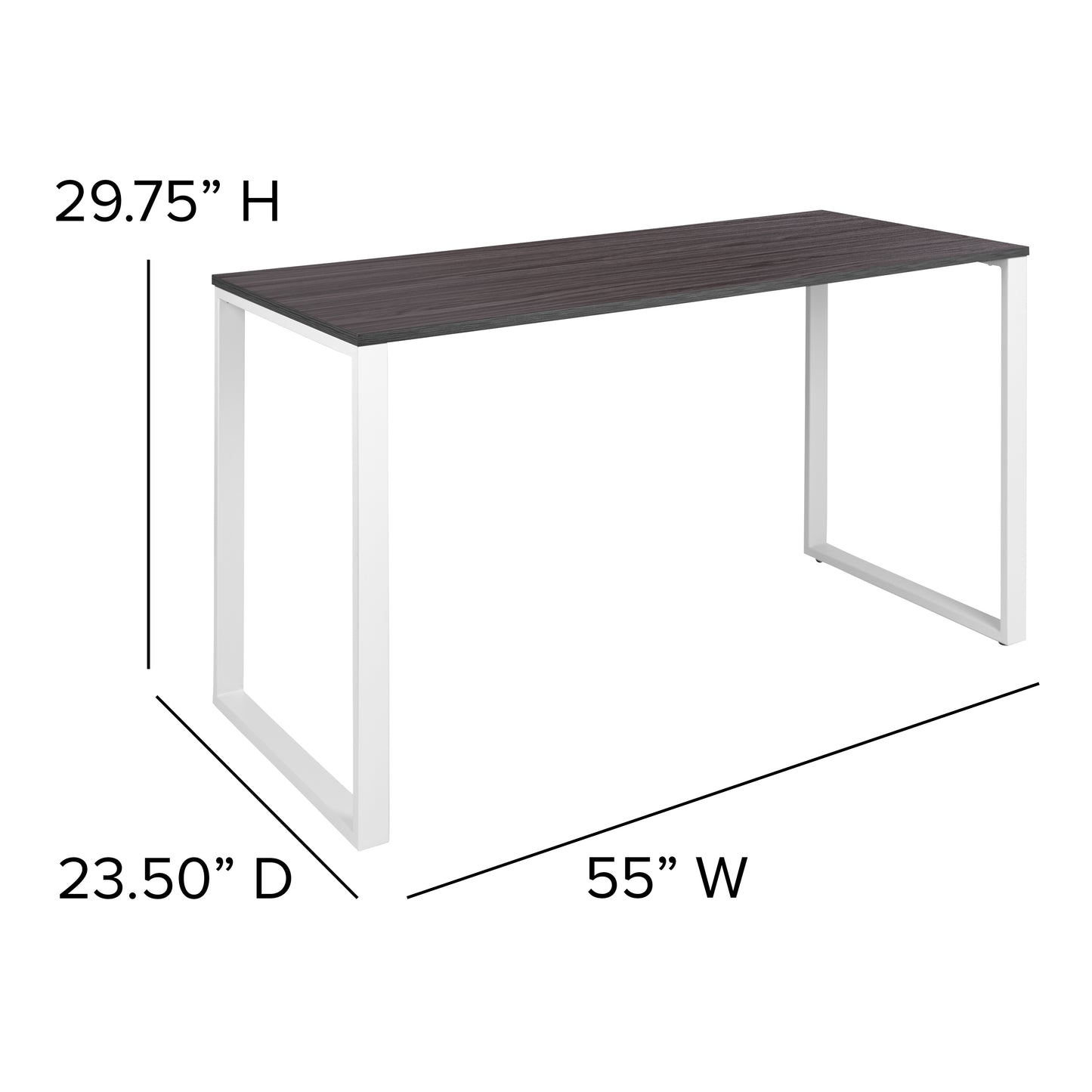 Kimberly Modern Commercial Grade Desk Industrial Style Computer Desk Sturdy Home Office Desk - 55"L - Rustic Gray Rustic Gray