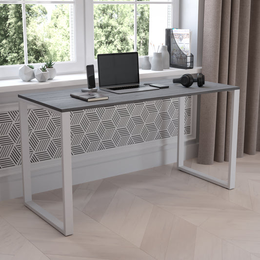 Kimberly Modern Commercial Grade Desk Industrial Style Computer Desk Sturdy Home Office Desk - 55"L - Rustic Gray Rustic Gray GC-GF156W-14-GRY-GG