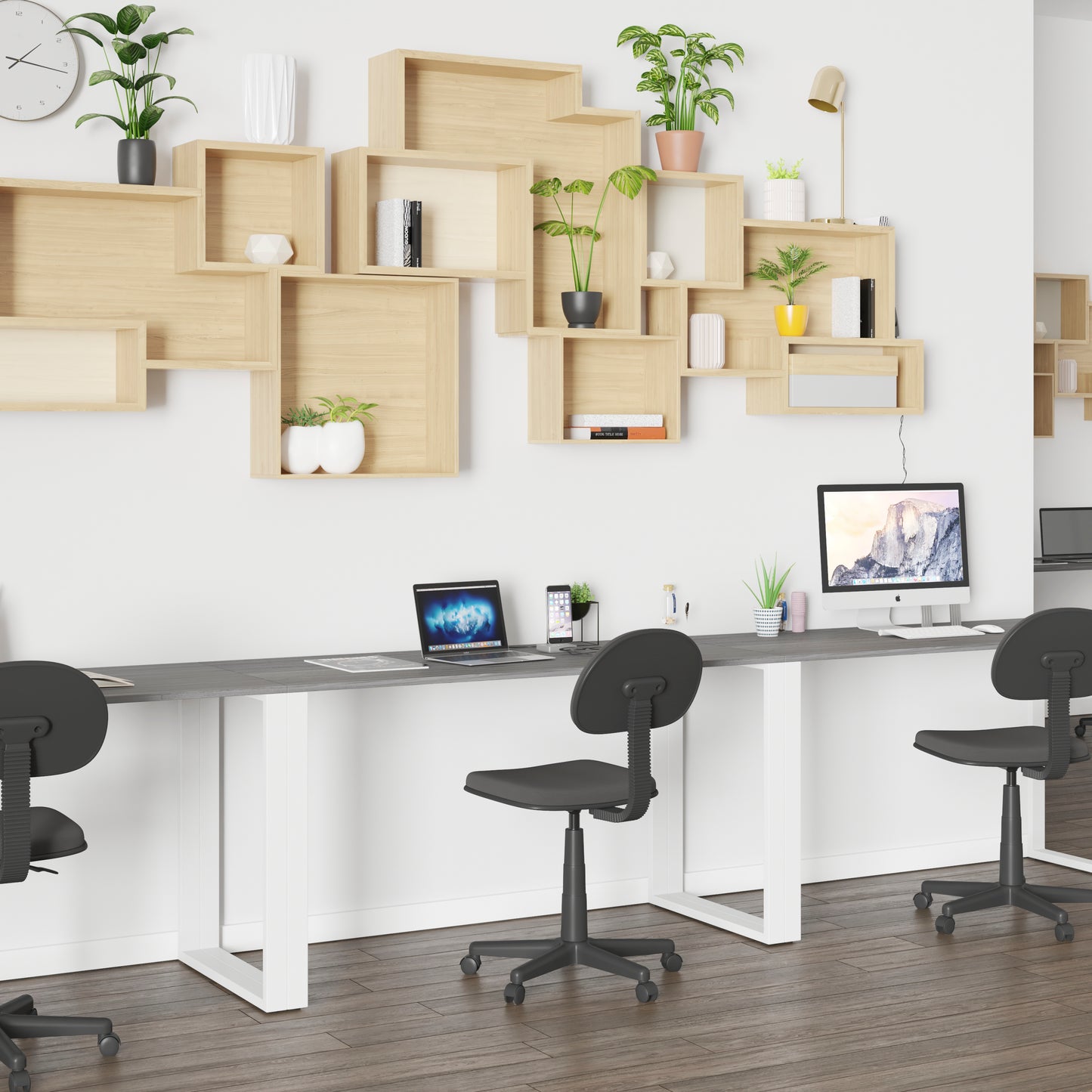 Kimberly Modern Commercial Grade Desk Industrial Style Computer Desk Sturdy Home Office Desk - 55"L - Rustic Gray Rustic Gray