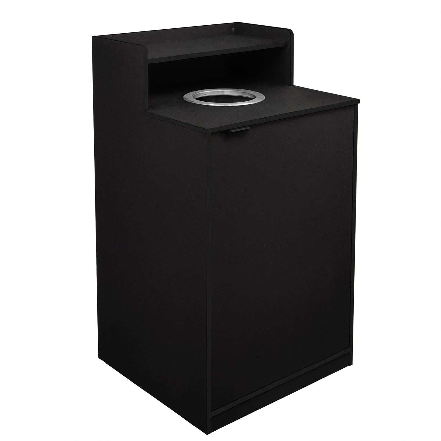 Dell Commercial Grade Trash Receptacle Enclosure for 32 Gallon Trash Cans with 8" Drop Hole and Upper Tray Shelf in Black Black
