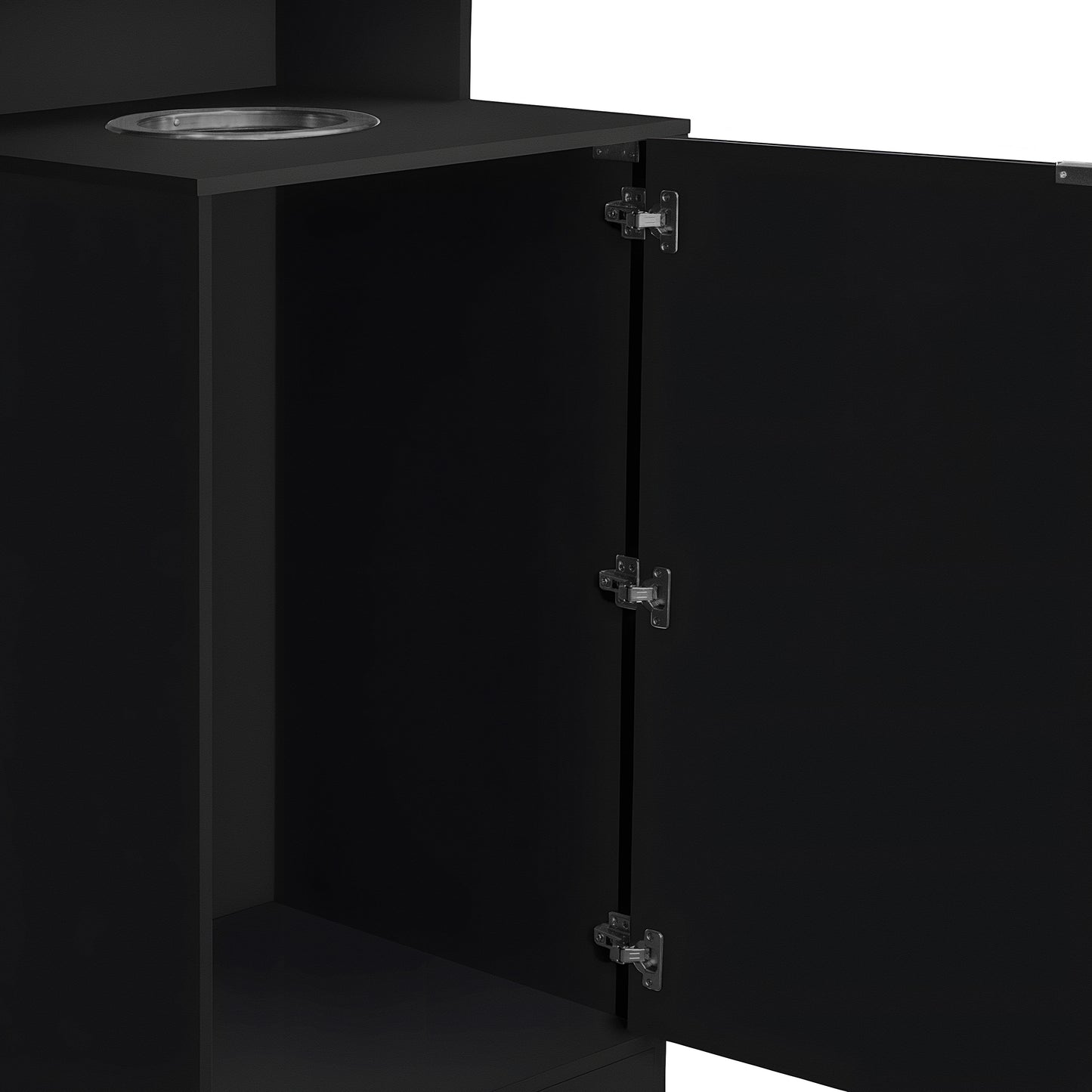 Dell Commercial Grade Trash Receptacle Enclosure for 32 Gallon Trash Cans with 8" Drop Hole and Upper Tray Shelf in Black Black
