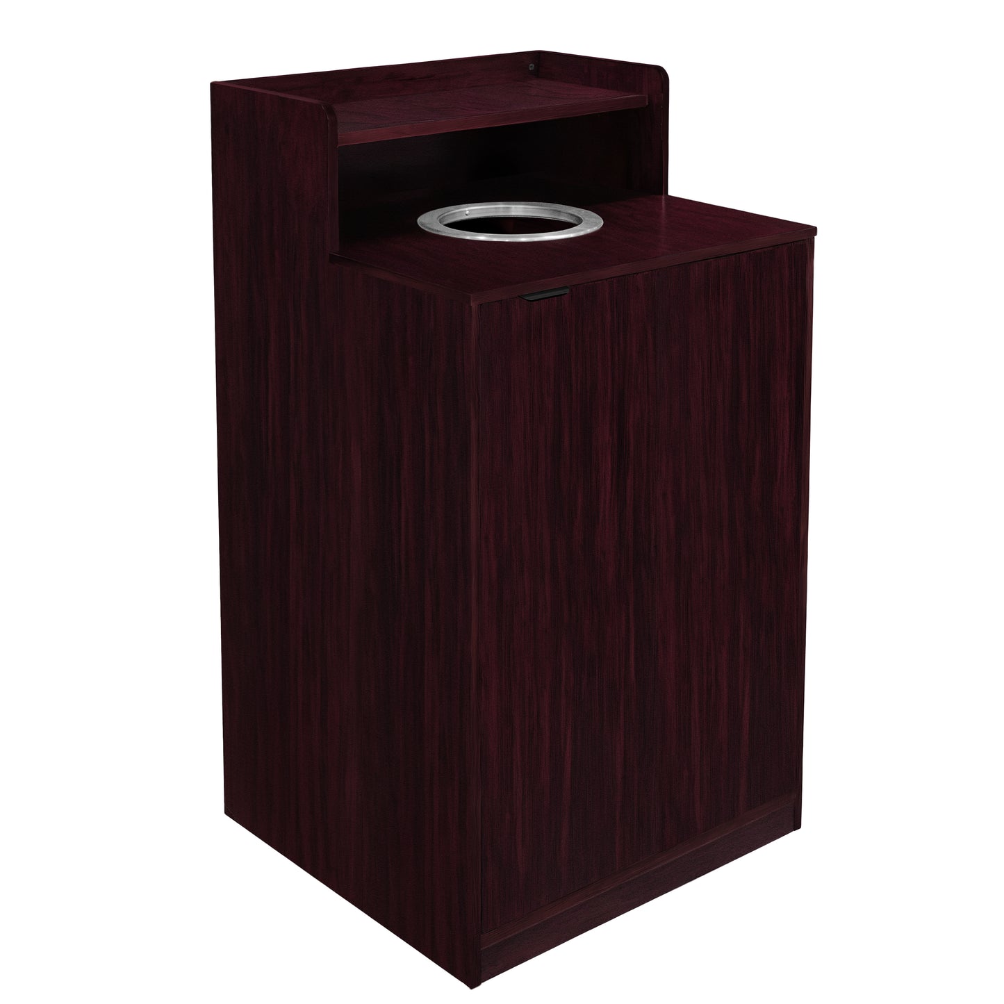 Dell Commercial Grade Trash Receptacle Enclosure for 32 Gallon Trash Cans with 8" Drop Hole and Upper Tray Shelf in Mahogany Mahogany