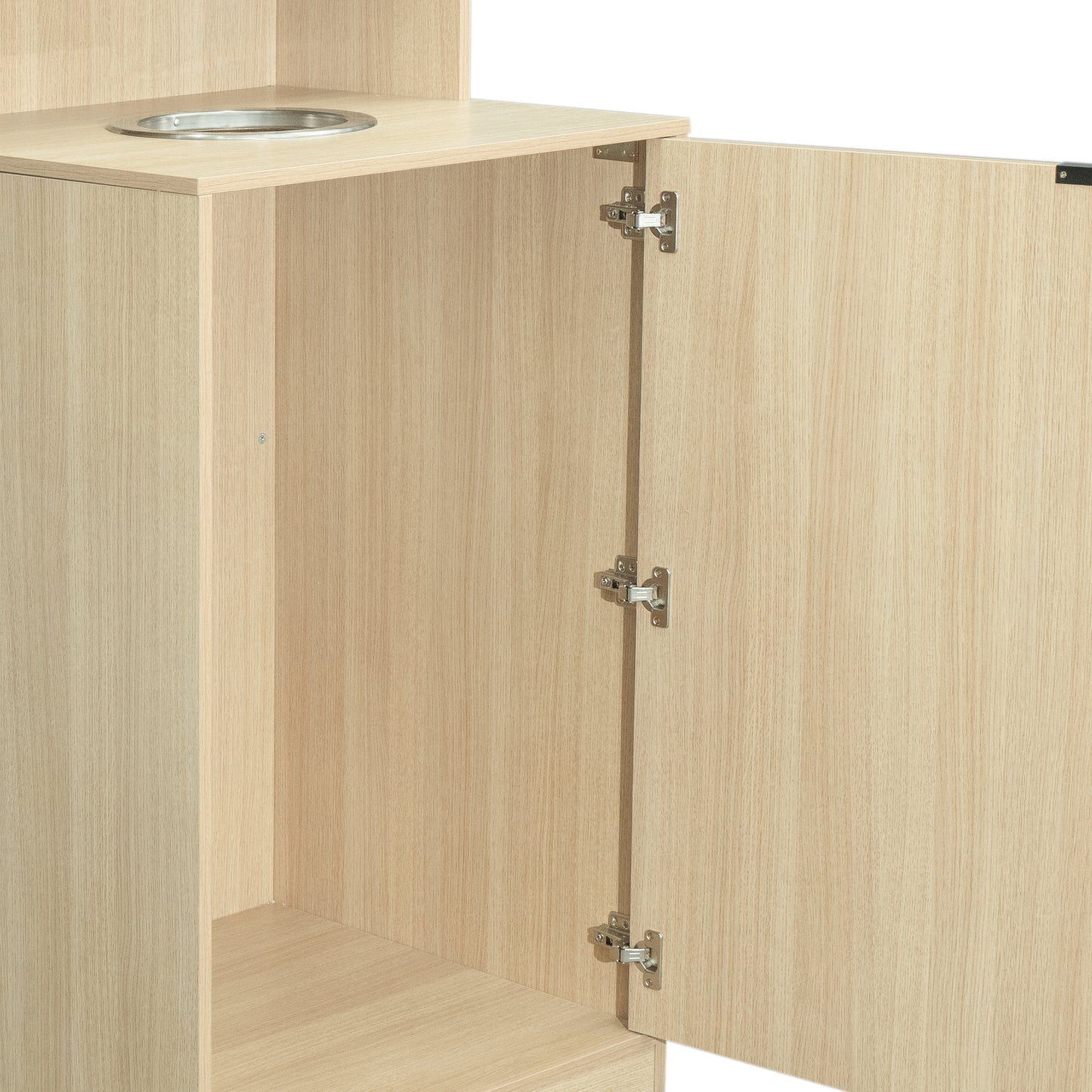 Dell Commercial Grade Trash Receptacle Enclosure for 32 Gallon Trash Cans with 8" Drop Hole and Upper Tray Shelf in Oak Oak