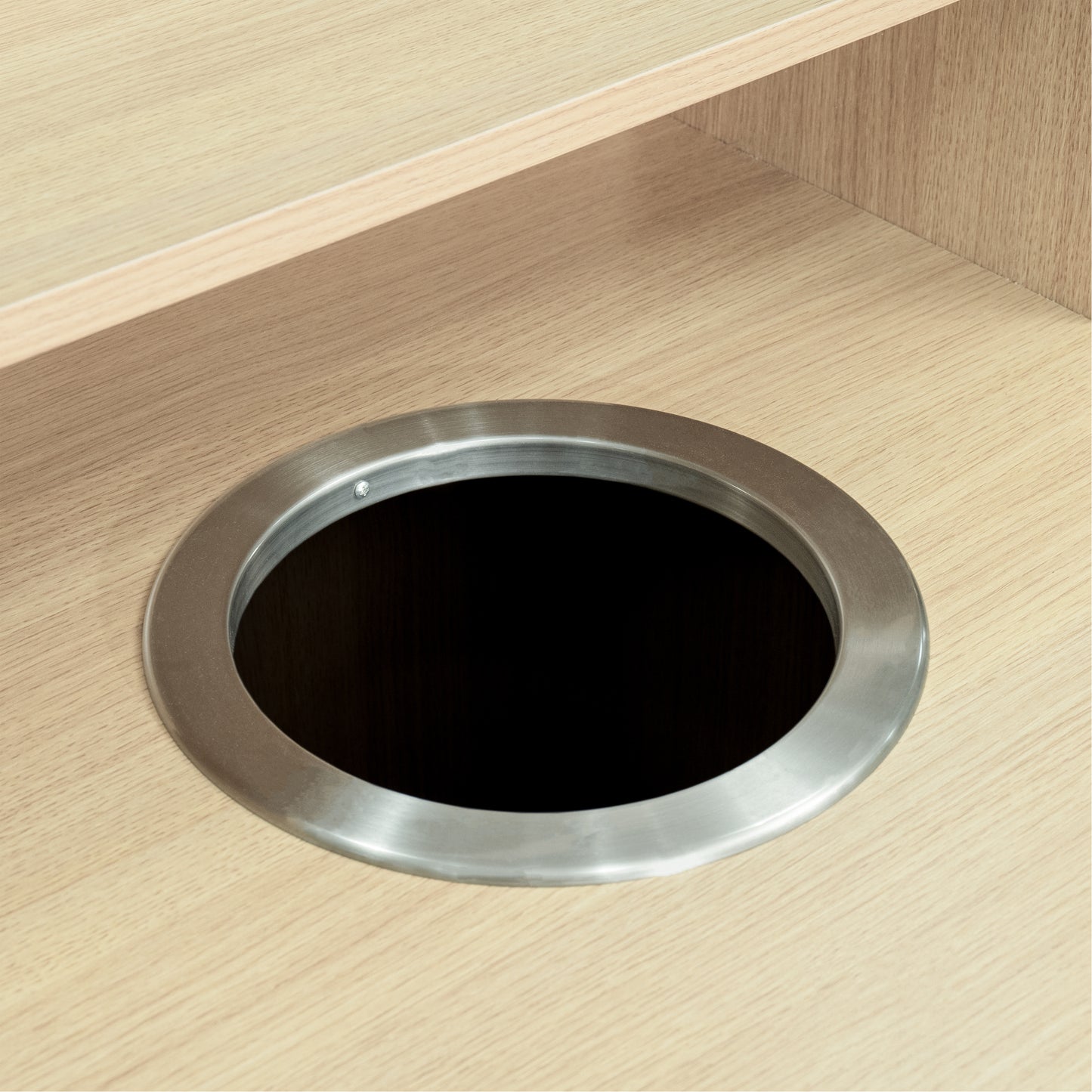 Dell Commercial Grade Trash Receptacle Enclosure for 32 Gallon Trash Cans with 8" Drop Hole and Upper Tray Shelf in Oak Oak