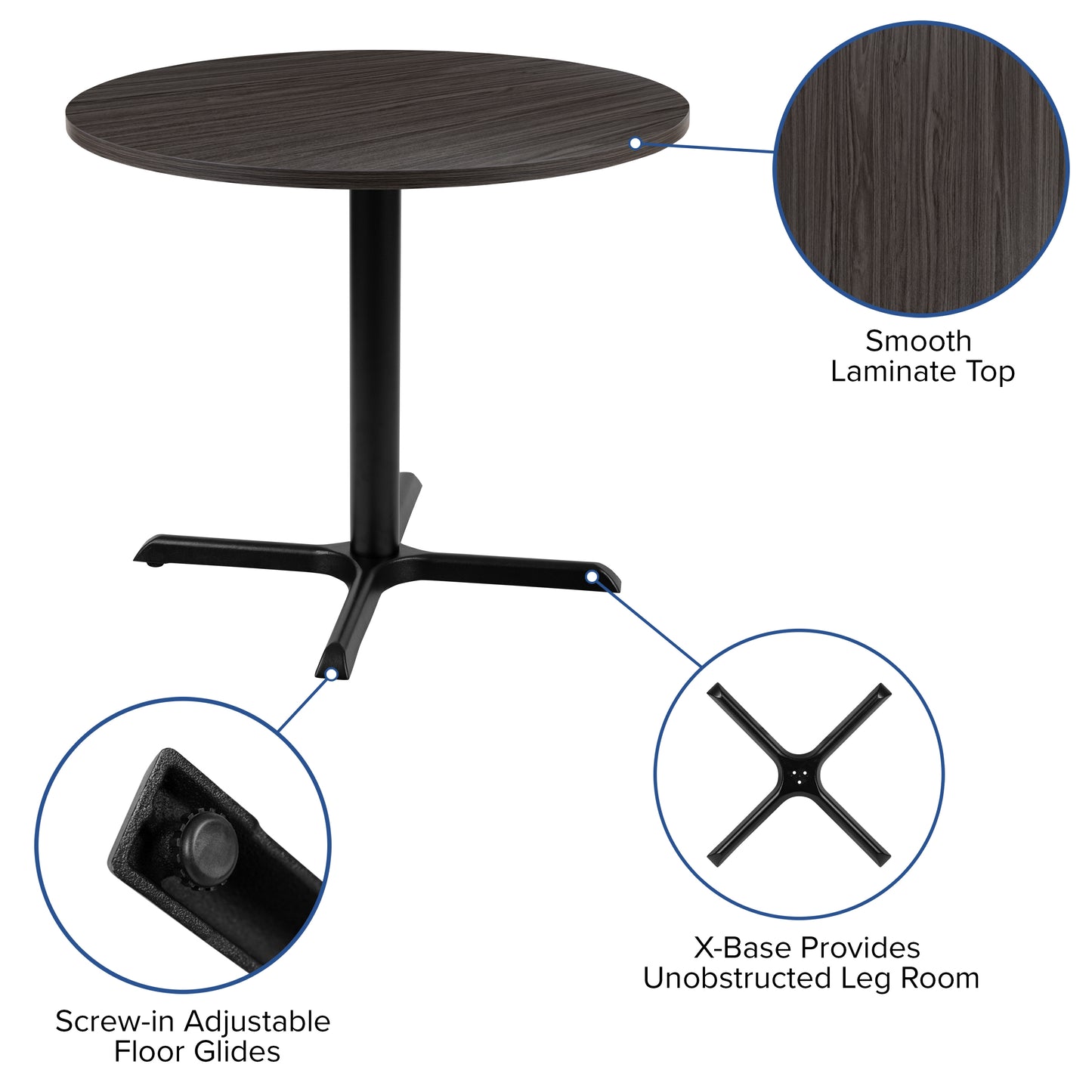 Chapman 36" Round Multi-Purpose Conference Table in Rustic Gray Rustic Gray