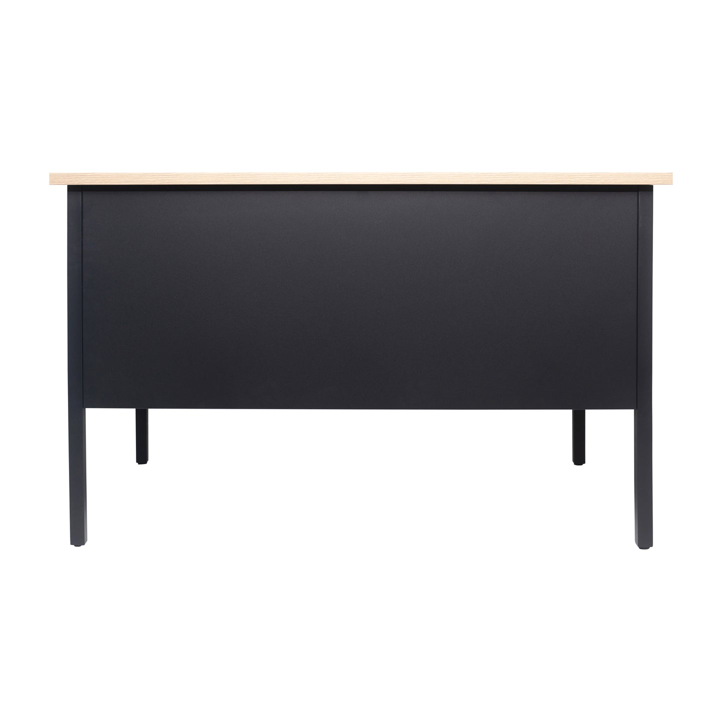 Cambridge Commercial Grade 30x48 Right Side Single Pedestal Desk with 3 Locking Drawers, White Oak Top and Black Frame White Oak