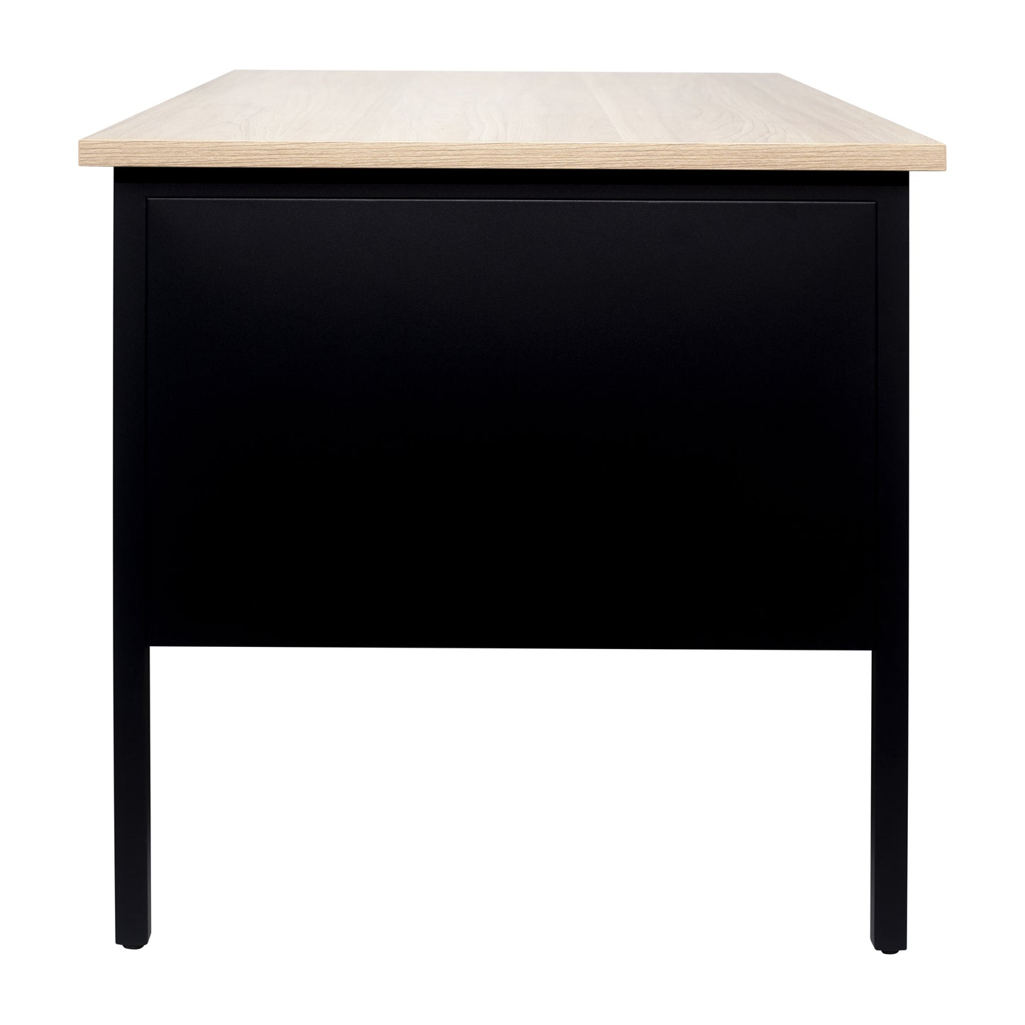 Cambridge Commercial Grade 30x48 Right Side Single Pedestal Desk with 3 Locking Drawers, White Oak Top and Black Frame White Oak
