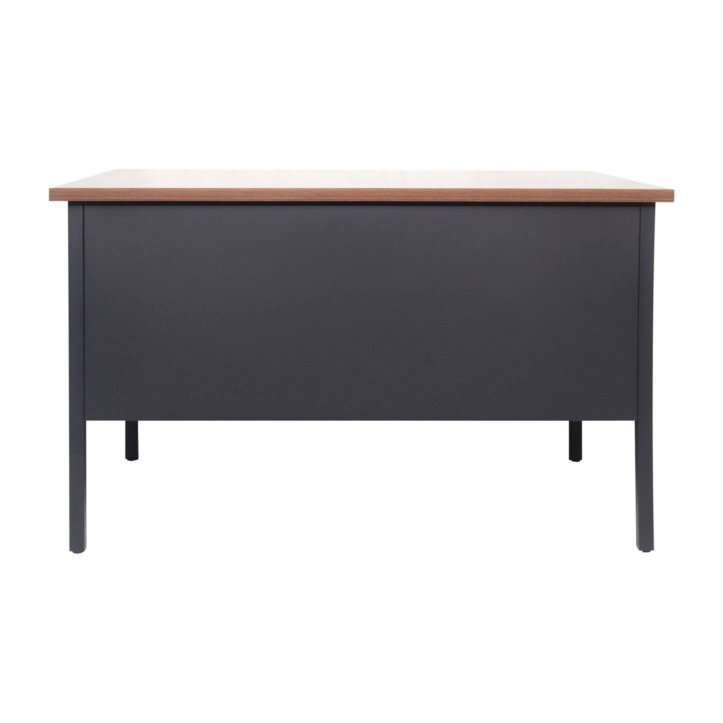 Cambridge Commercial Grade 30x48 Right Side Single Pedestal Desk with 3 Locking Drawers, Walnut Top and Black Frame Walnut
