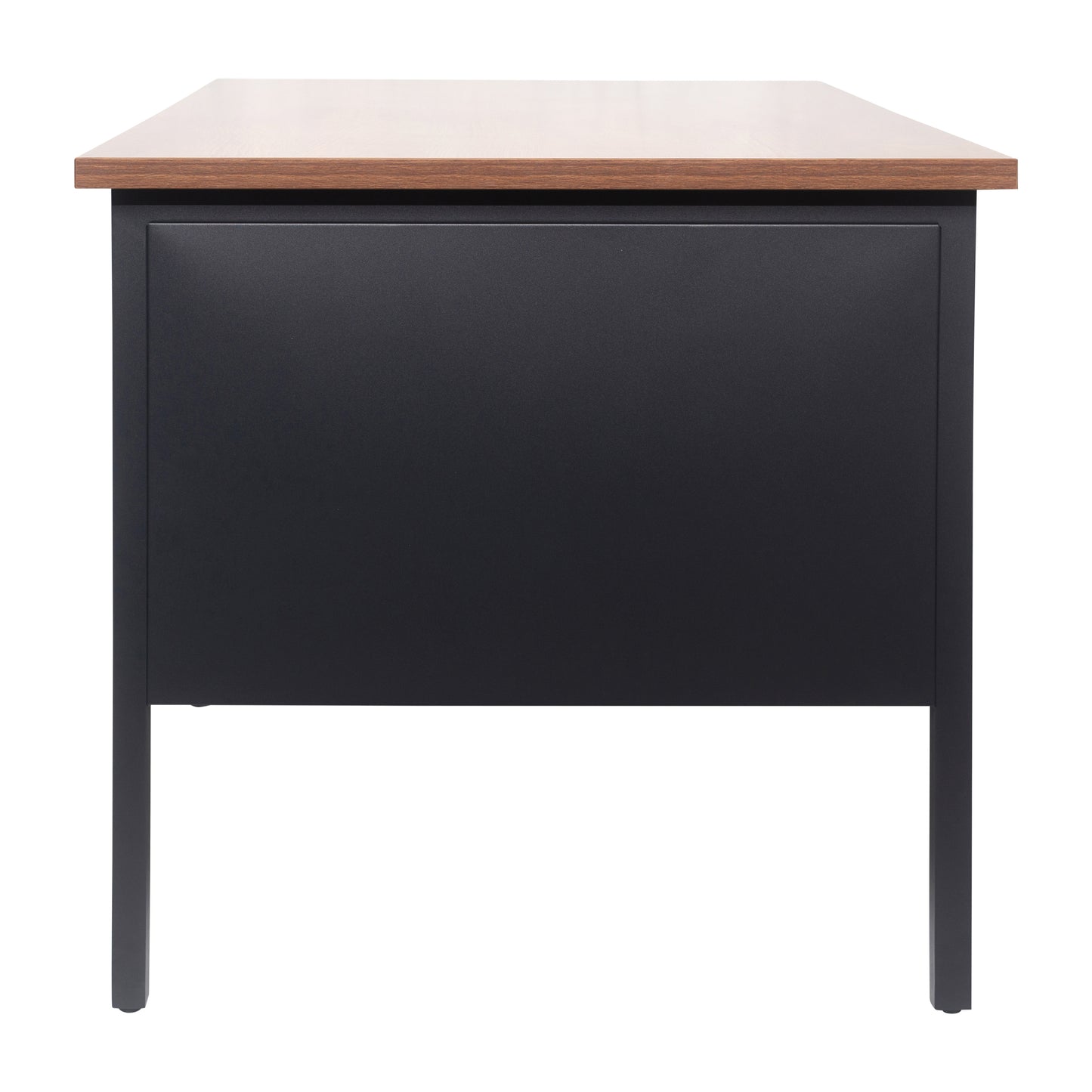 Cambridge Commercial Grade 30x48 Right Side Single Pedestal Desk with 3 Locking Drawers, Walnut Top and Black Frame Walnut