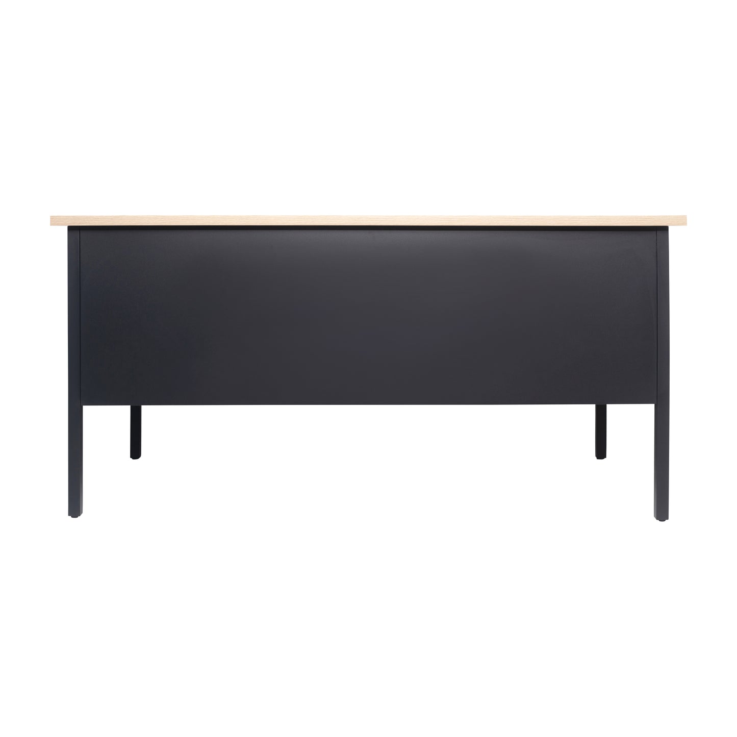 Cambridge Commercial Grade 30x60 Right Side Single Pedestal Desk with 3 Locking Drawers, White Oak Top and Black Frame White Oak
