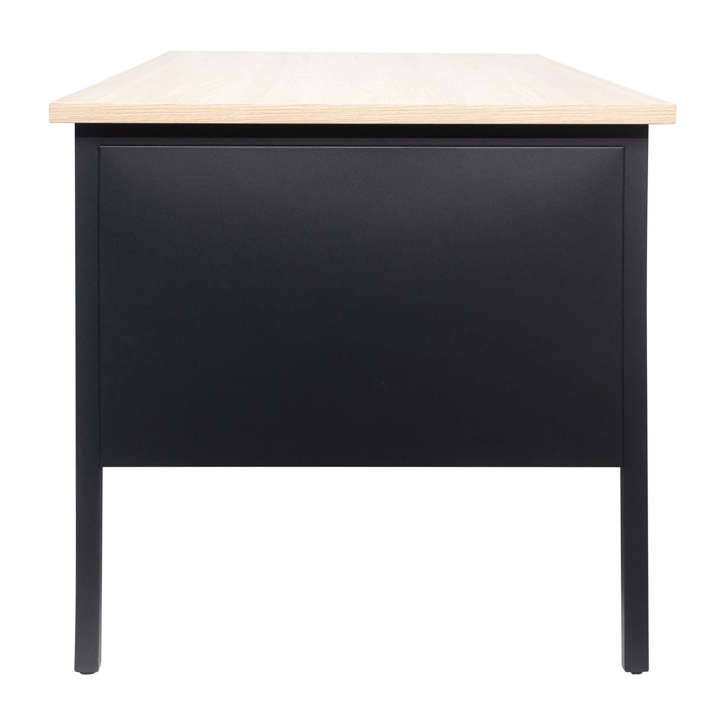 Cambridge Commercial Grade 30x60 Right Side Single Pedestal Desk with 3 Locking Drawers, White Oak Top and Black Frame White Oak