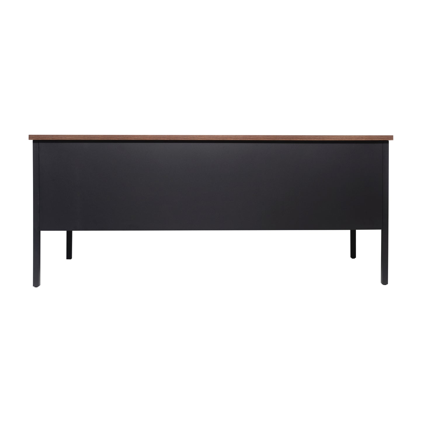 Cambridge Commercial Grade 30x60 Right Side Single Pedestal Desk with 3 Locking Drawers, Walnut Top and Black Frame Walnut