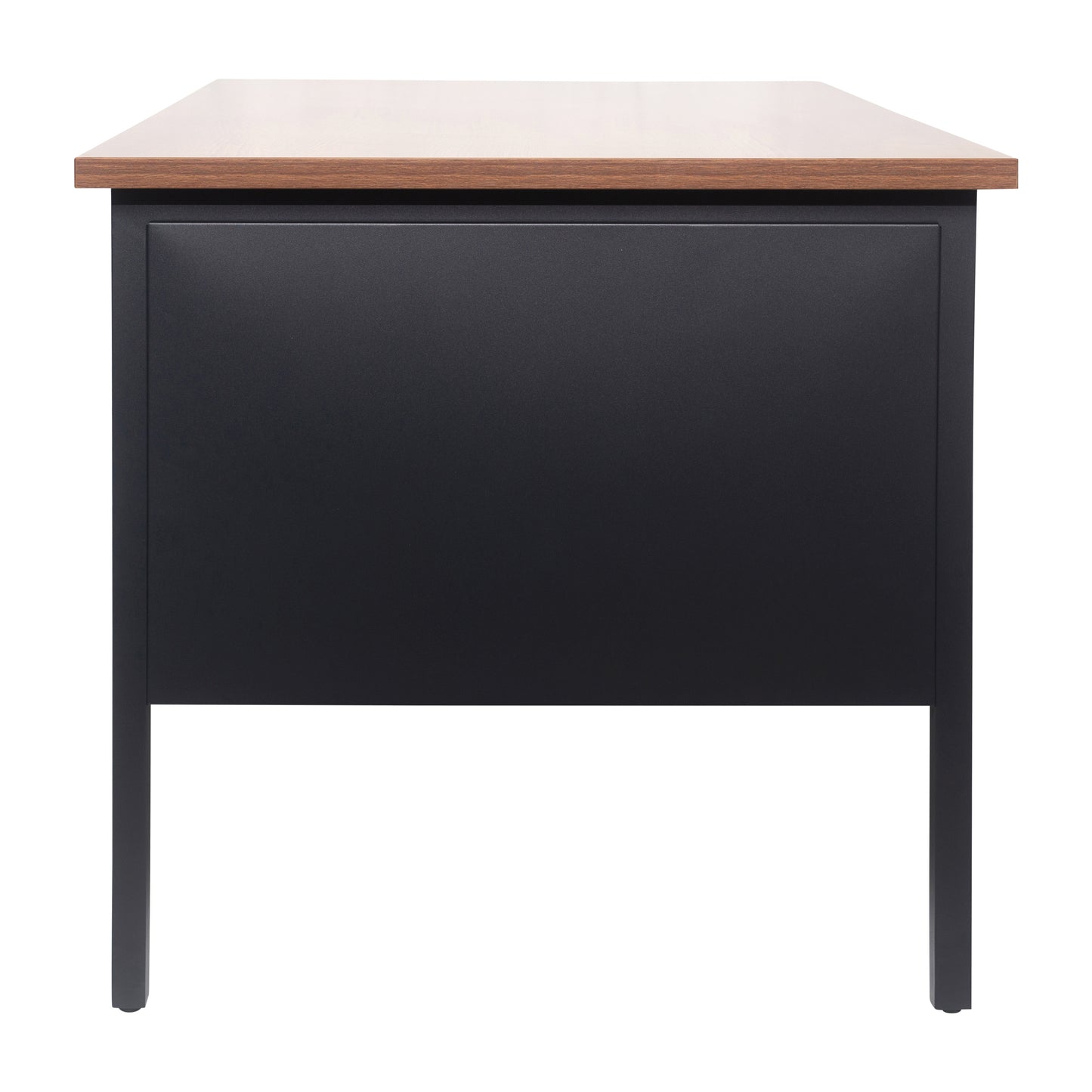 Cambridge Commercial Grade 30x60 Right Side Single Pedestal Desk with 3 Locking Drawers, Walnut Top and Black Frame Walnut
