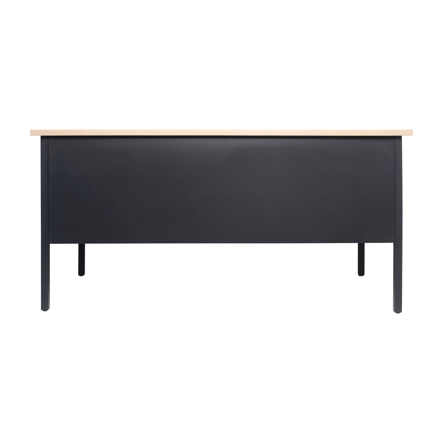 Cambridge Commercial Grade 30x70 Right Side Single Pedestal Desk with 3 Locking Drawers, White Oak Top and Black Frame White Oak GC-M-BLK-177-WHTOAK-GG