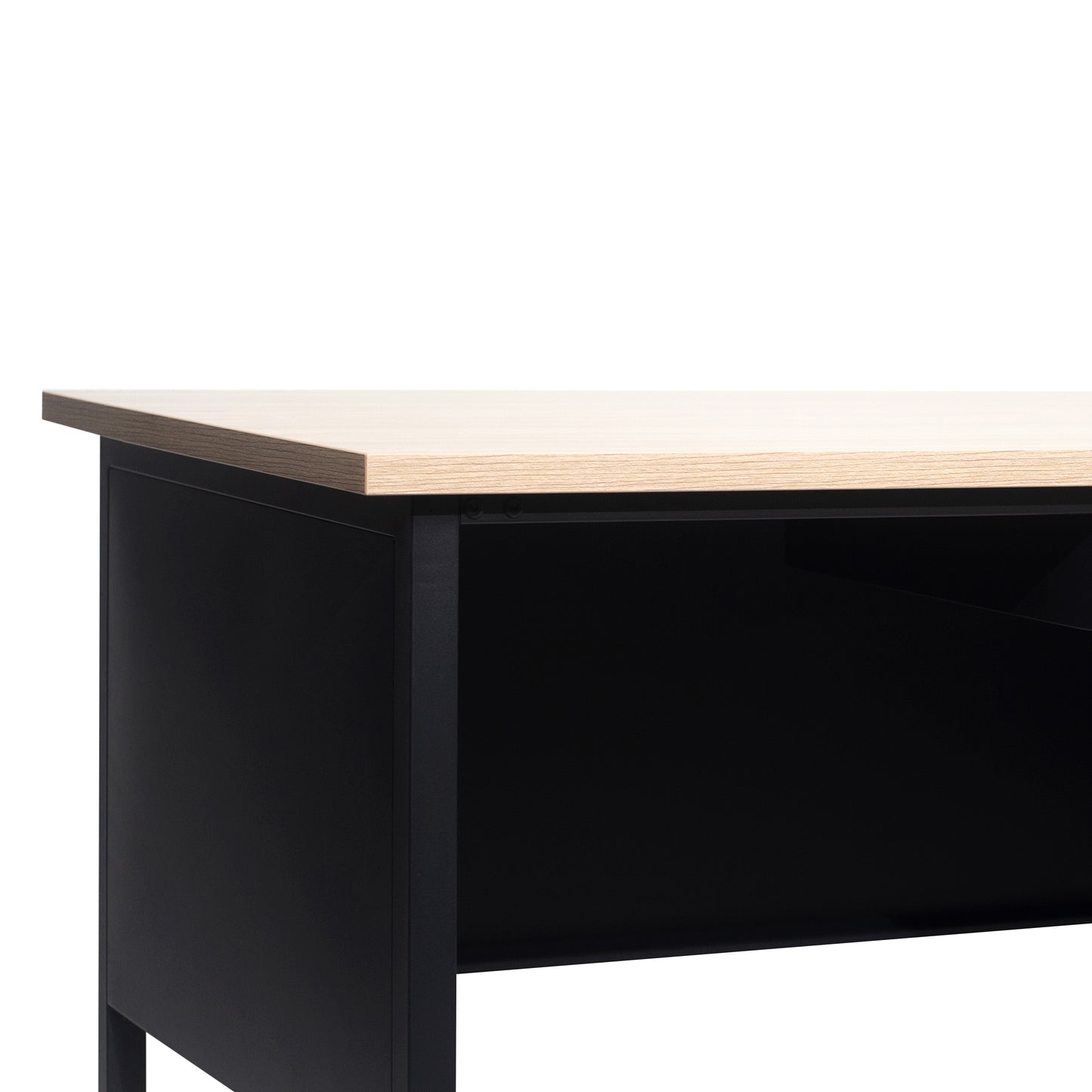 Cambridge Commercial Grade 30x70 Right Side Single Pedestal Desk with 3 Locking Drawers, White Oak Top and Black Frame White Oak GC-M-BLK-177-WHTOAK-GG