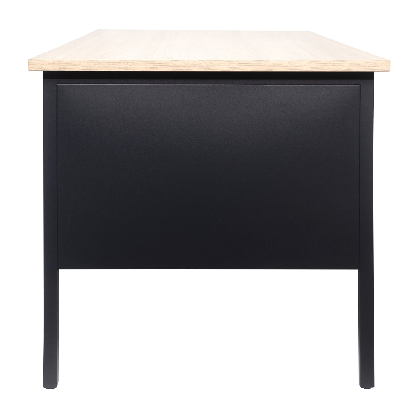 Cambridge Commercial Grade 30x70 Right Side Single Pedestal Desk with 3 Locking Drawers, White Oak Top and Black Frame White Oak GC-M-BLK-177-WHTOAK-GG