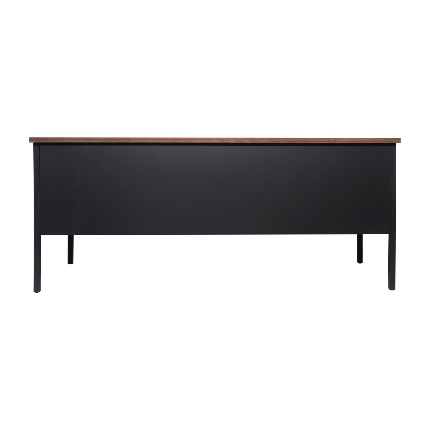Cambridge Commercial Grade 30x70 Right Side Single Pedestal Desk with 3 Locking Drawers, Walnut Top and Black Frame Walnut