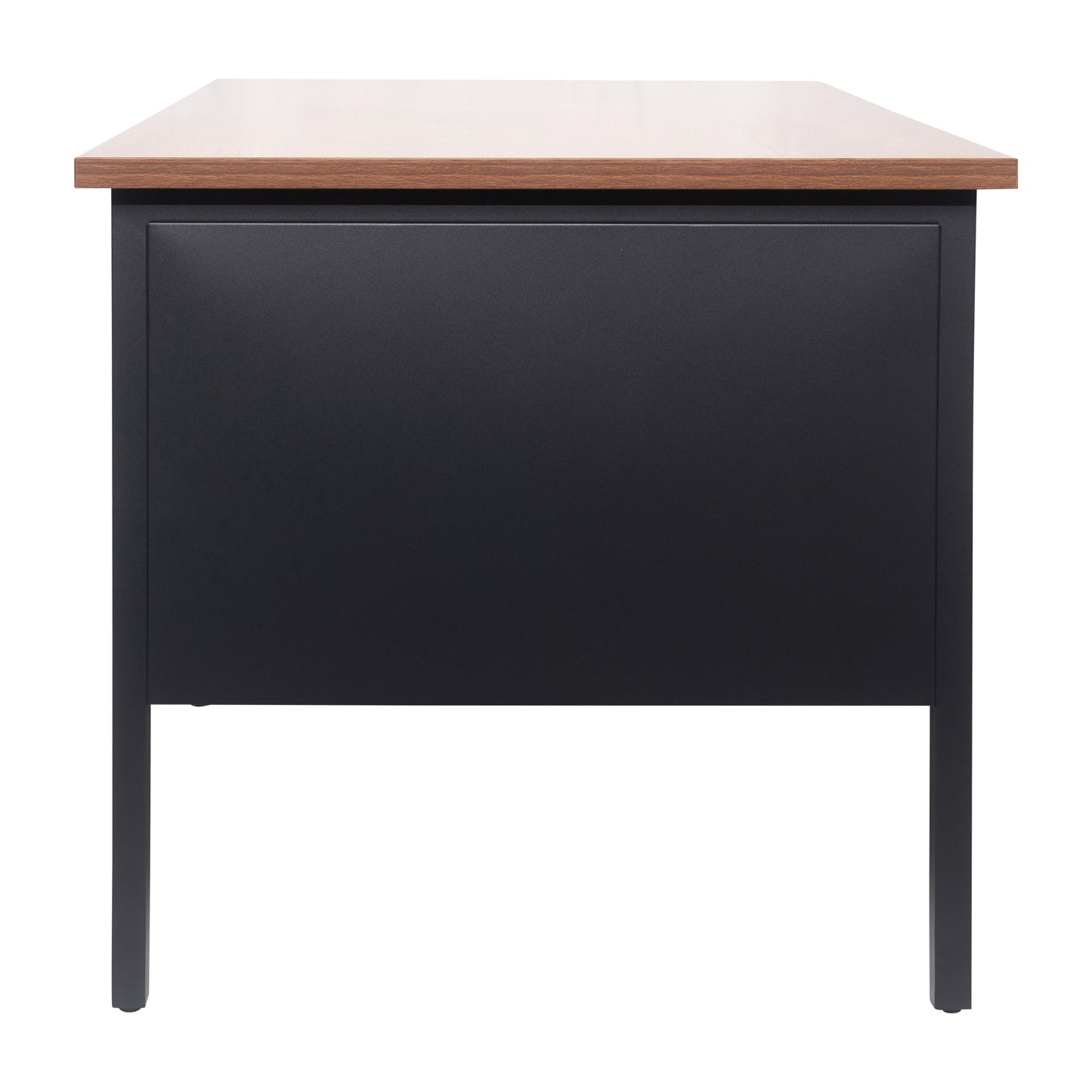 Cambridge Commercial Grade 30x70 Right Side Single Pedestal Desk with 3 Locking Drawers, Walnut Top and Black Frame Walnut