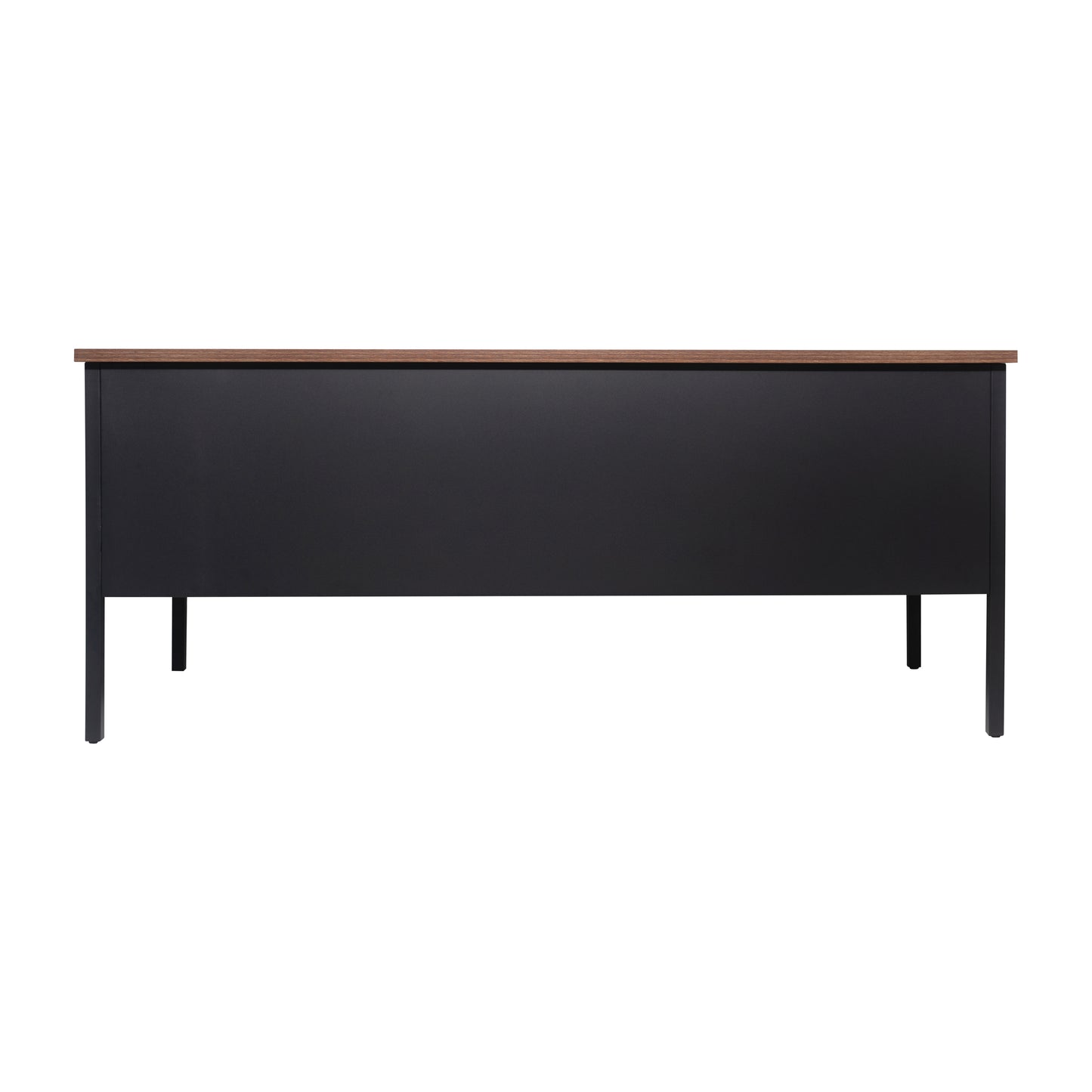 Cambridge Commercial Grade 30x60 Double Pedestal Desk with 5 Locking Drawers, Walnut Top and Black Frame Walnut