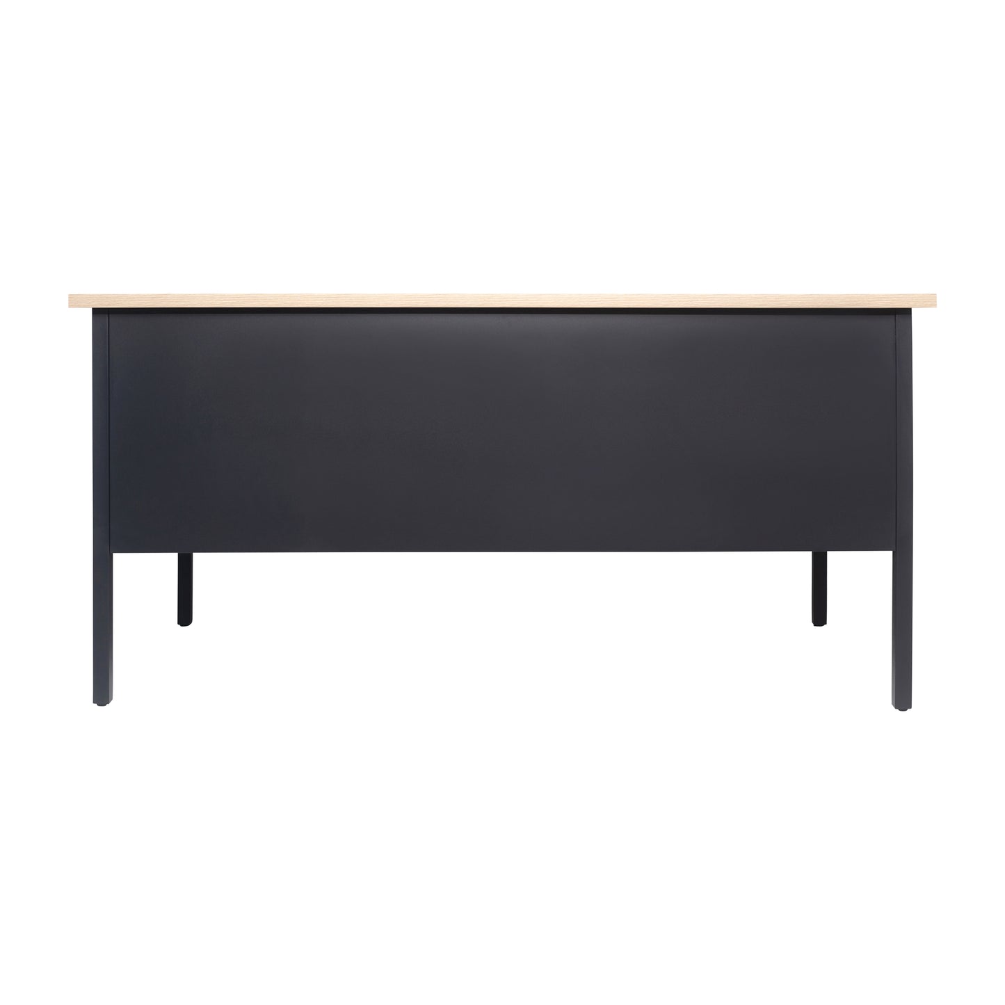 Cambridge Commercial Grade 30x70 Double Pedestal Desk with 5 Locking Drawers, White Oak Top and Black Frame White Oak GC-M-BLK-180-WHTOAK-GG