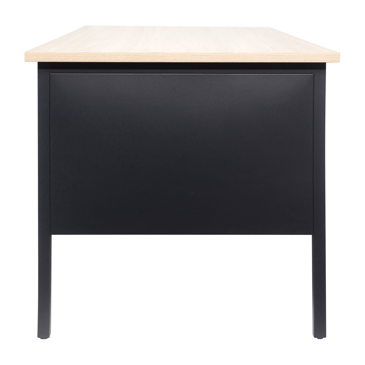 Cambridge Commercial Grade 30x70 Double Pedestal Desk with 5 Locking Drawers, White Oak Top and Black Frame White Oak GC-M-BLK-180-WHTOAK-GG