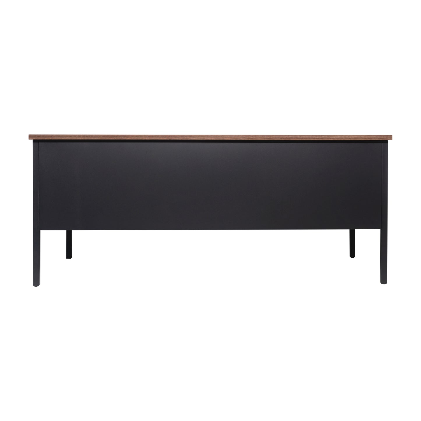 Cambridge Commercial Grade 30x70 Double Pedestal Desk with 5 Locking Drawers, Walnut Top and Black Frame Walnut