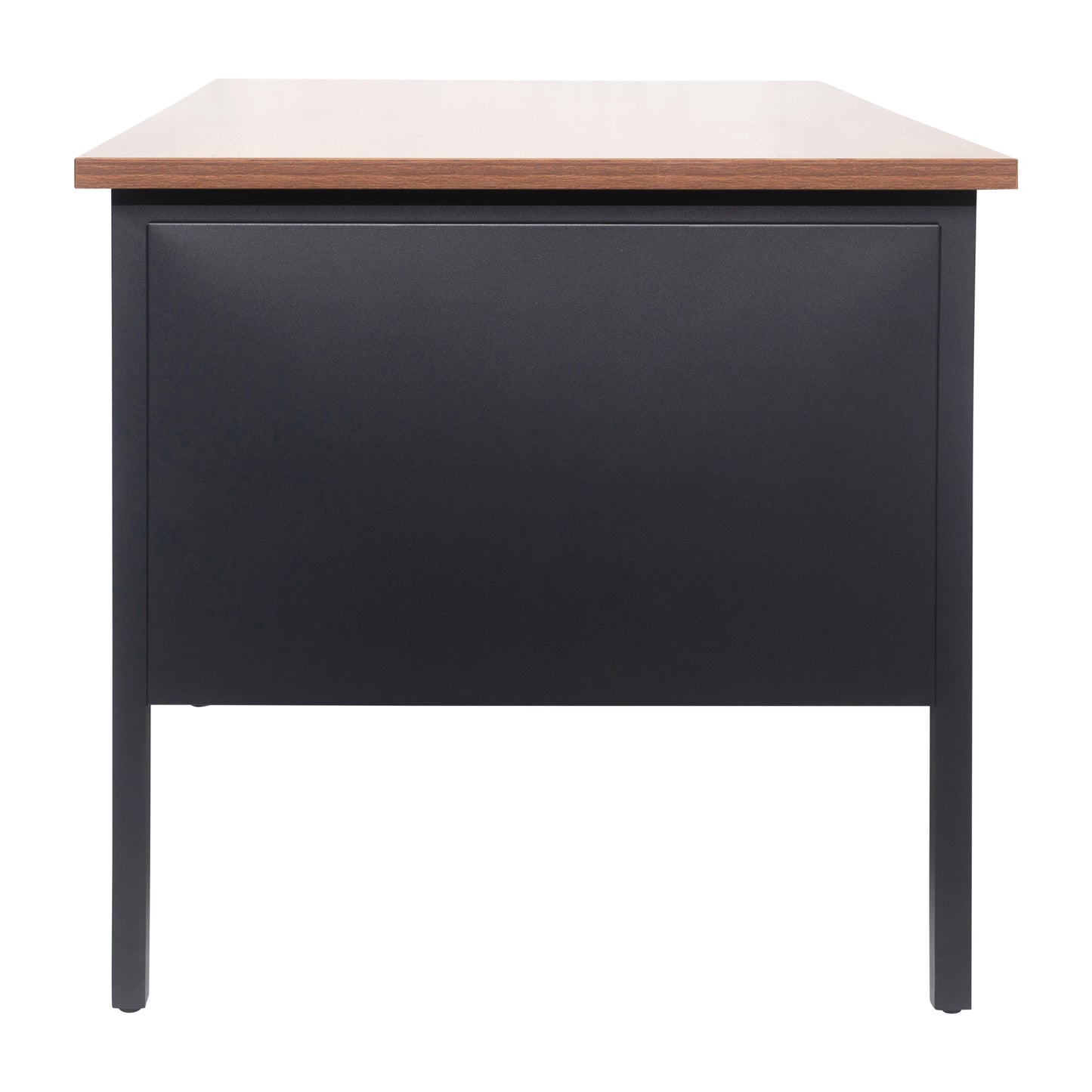 Cambridge Commercial Grade 30x70 Double Pedestal Desk with 5 Locking Drawers, Walnut Top and Black Frame Walnut