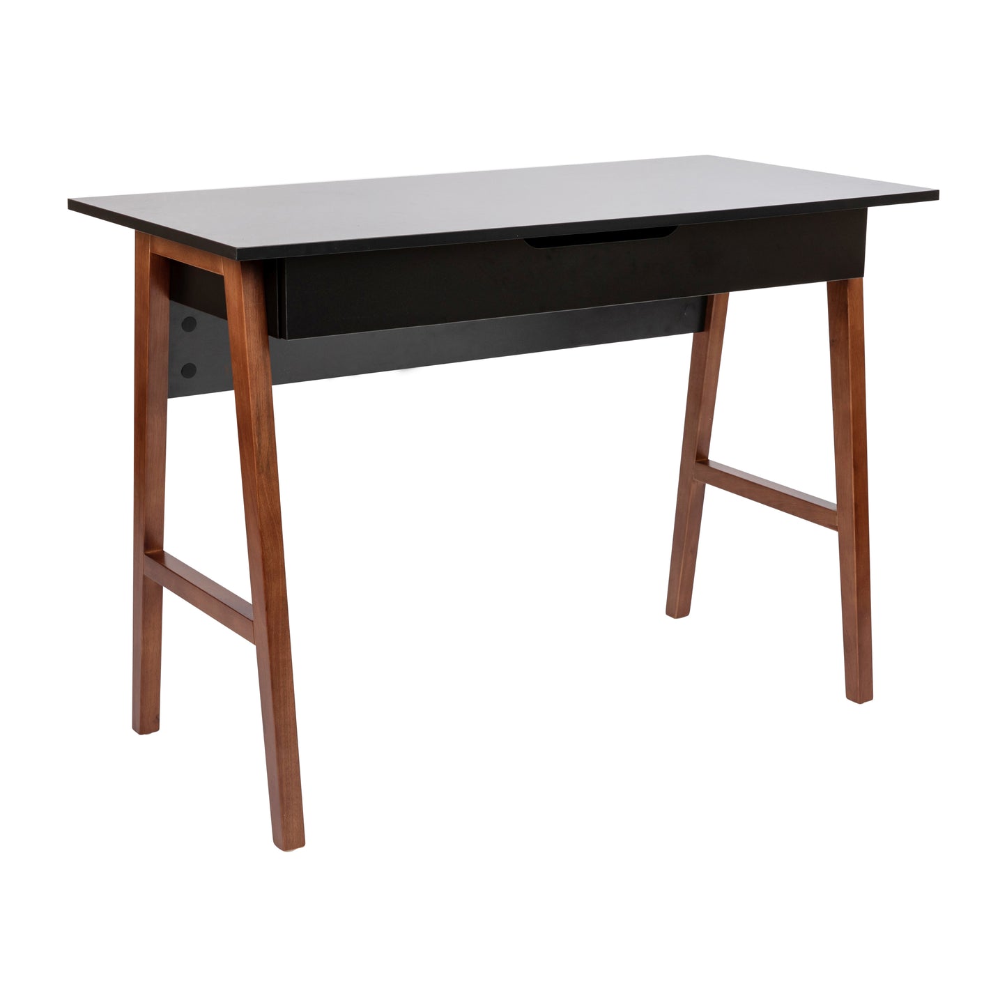 Darla Home Office Writing Computer Desk with Drawer - Table Desk for Writing and Work, Black/Walnut Black Top/Walnut Frame