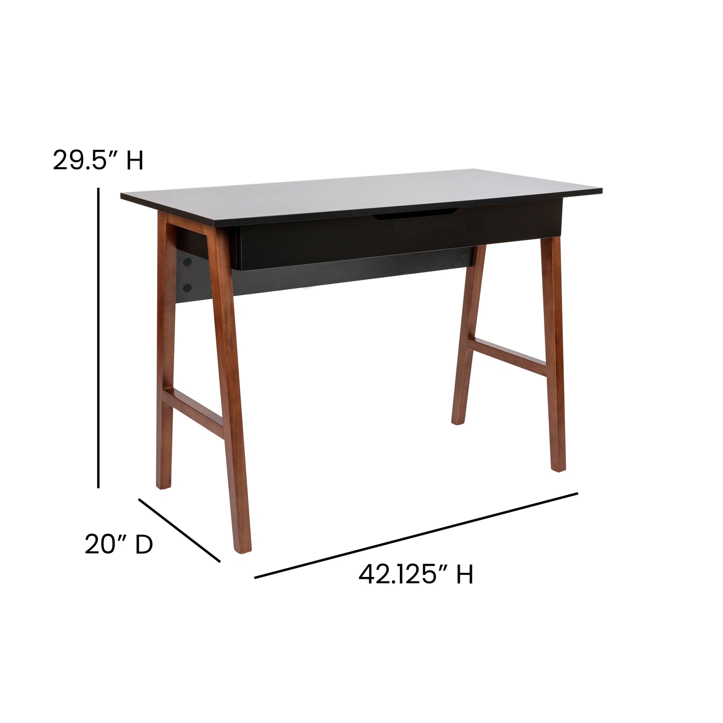 Darla Home Office Writing Computer Desk with Drawer - Table Desk for Writing and Work, Black/Walnut Black Top/Walnut Frame