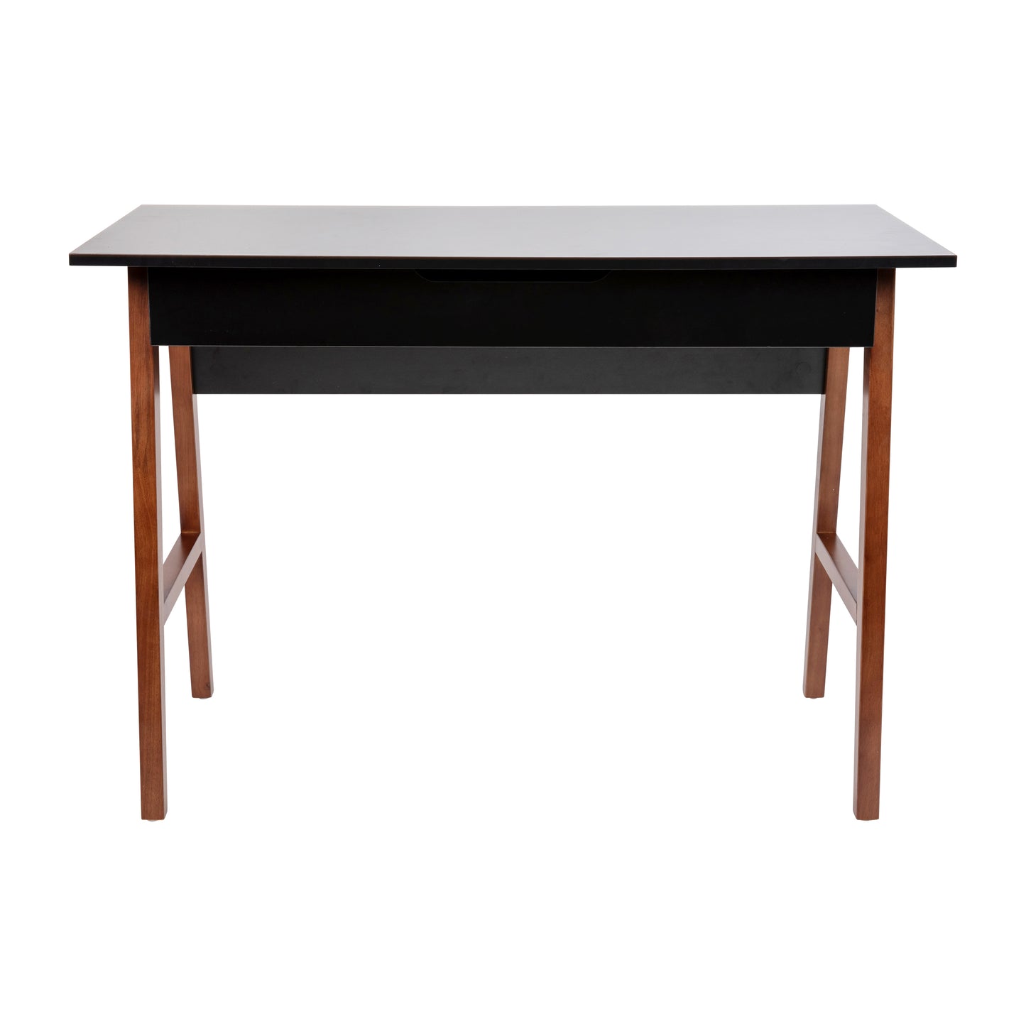 Darla Home Office Writing Computer Desk with Drawer - Table Desk for Writing and Work, Black/Walnut Black Top/Walnut Frame