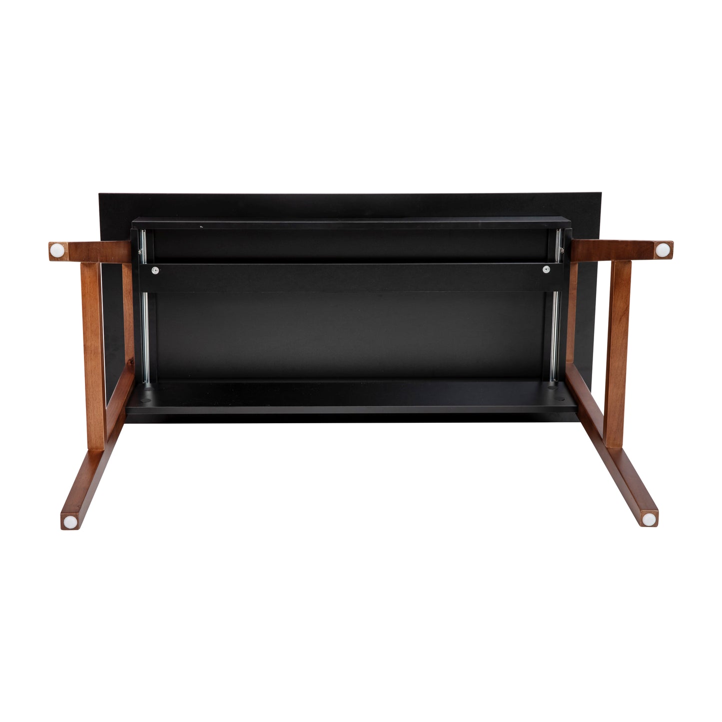 Darla Home Office Writing Computer Desk with Drawer - Table Desk for Writing and Work, Black/Walnut Black Top/Walnut Frame