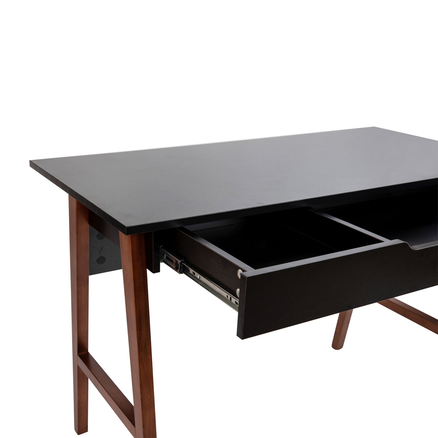 Darla Home Office Writing Computer Desk with Drawer - Table Desk for Writing and Work, Black/Walnut Black Top/Walnut Frame