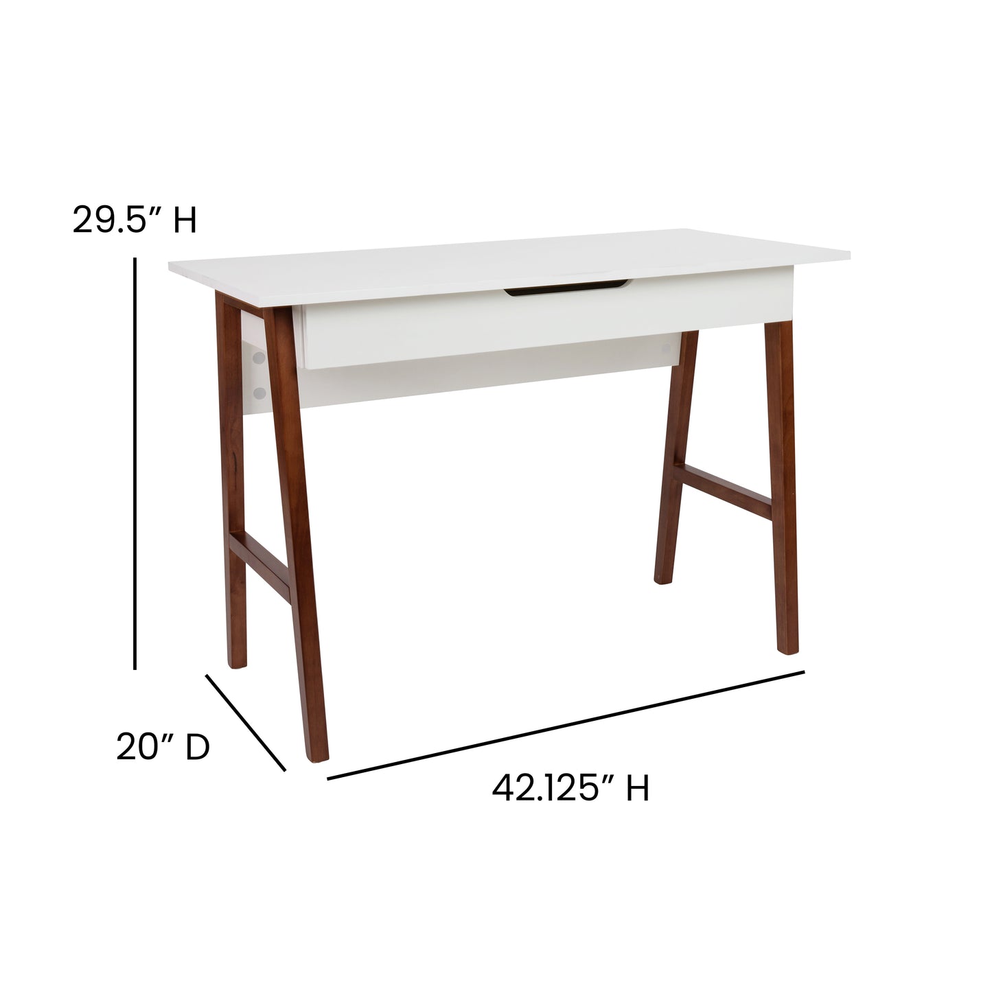 Darla Home Office Writing Computer Desk with Drawer - Table Desk for Writing and Work, White/Walnut White Top/Walnut Frame