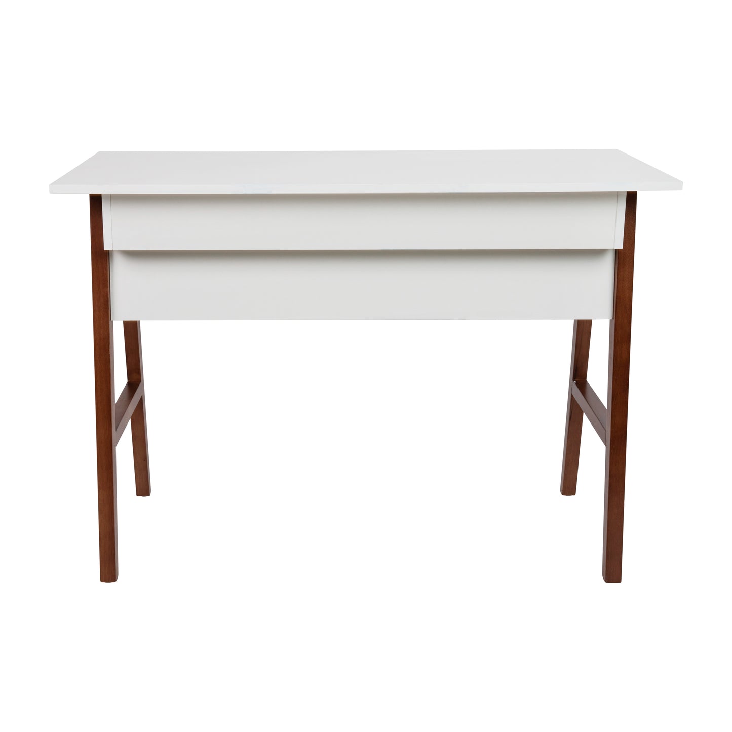 Darla Home Office Writing Computer Desk with Drawer - Table Desk for Writing and Work, White/Walnut White Top/Walnut Frame