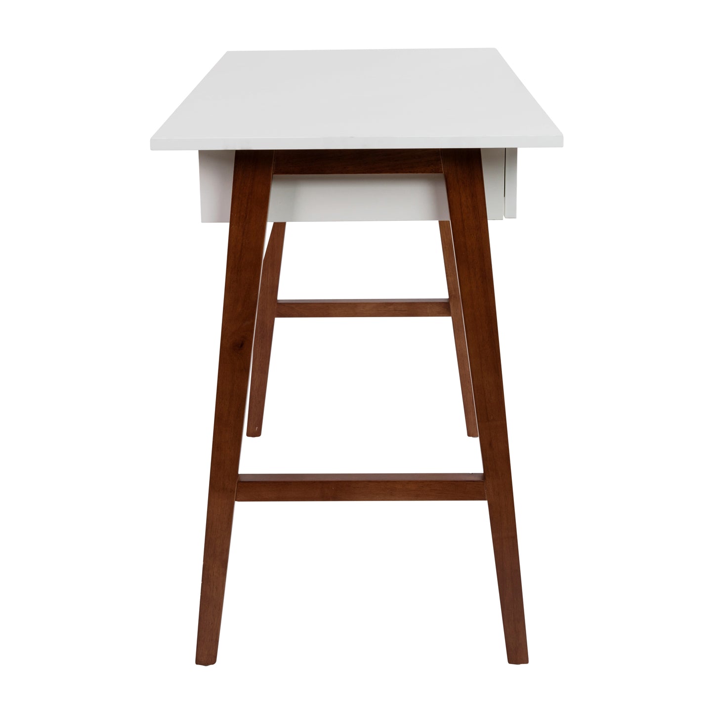 Darla Home Office Writing Computer Desk with Drawer - Table Desk for Writing and Work, White/Walnut White Top/Walnut Frame