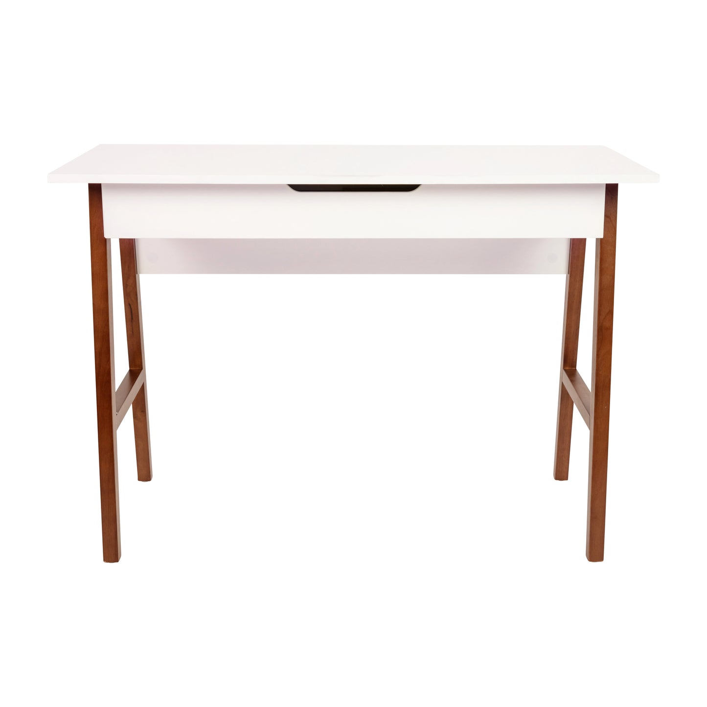 Darla Home Office Writing Computer Desk with Drawer - Table Desk for Writing and Work, White/Walnut White Top/Walnut Frame